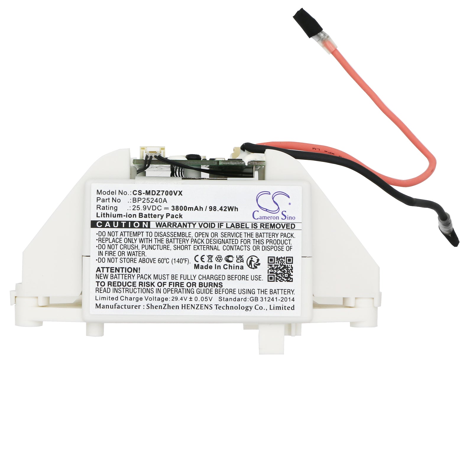Li-ion, Vacuum Battery fits Media Z7, 25.9V, 3800mAh Vacuum Cameron Sino Technology Limited
