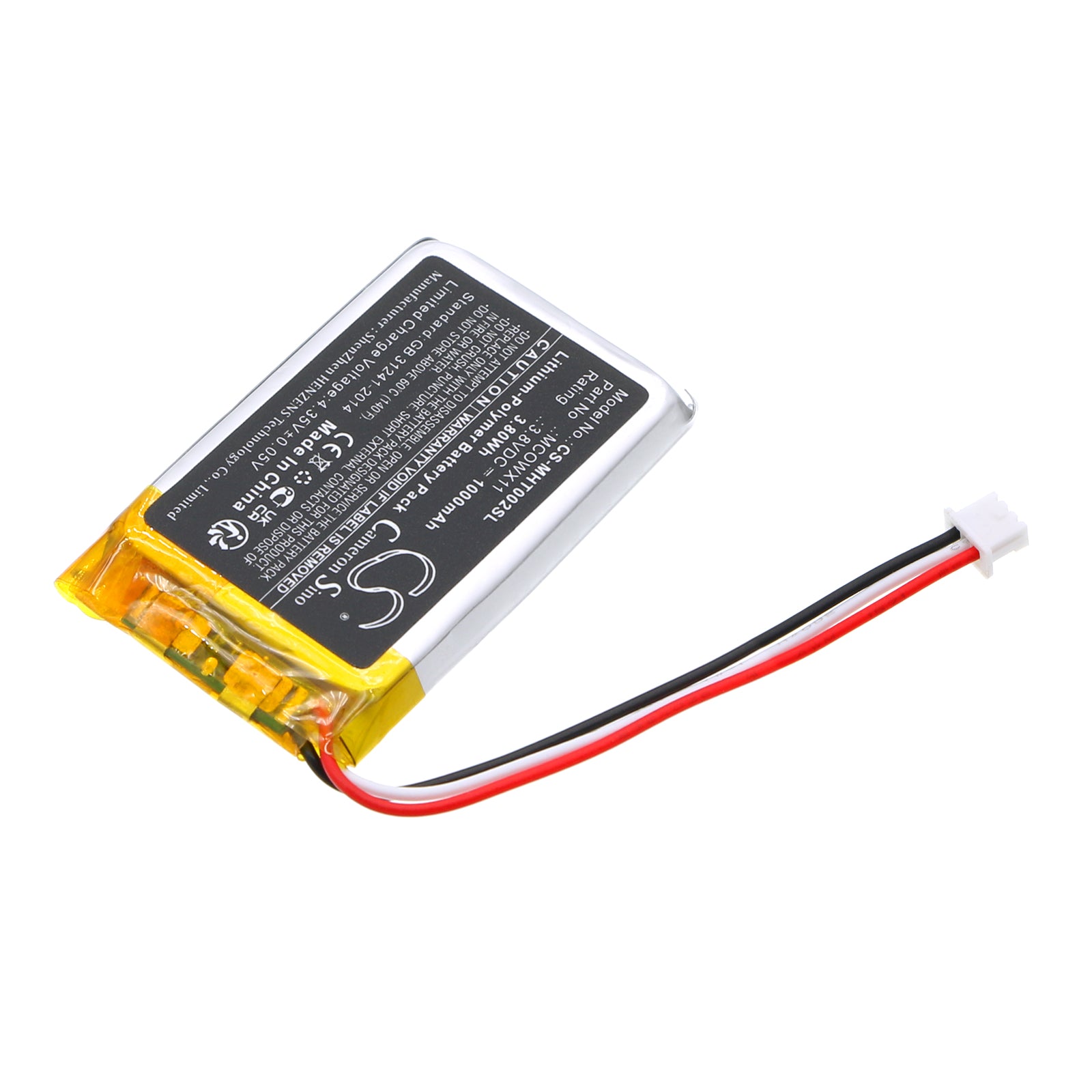 Li-Polymer, Wireless Headset Battery fits Microsoft Tll-00002, 3.8V, 1000mAh Wireless Headset Cameron Sino Technology Limited