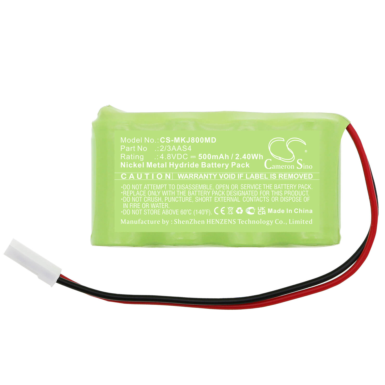 Ni-MH Battery fits Kejian, Jaundice Meter Kj-8000 4.8V, 600mAh / 2.88Wh Medical Cameron Sino Technology Limited