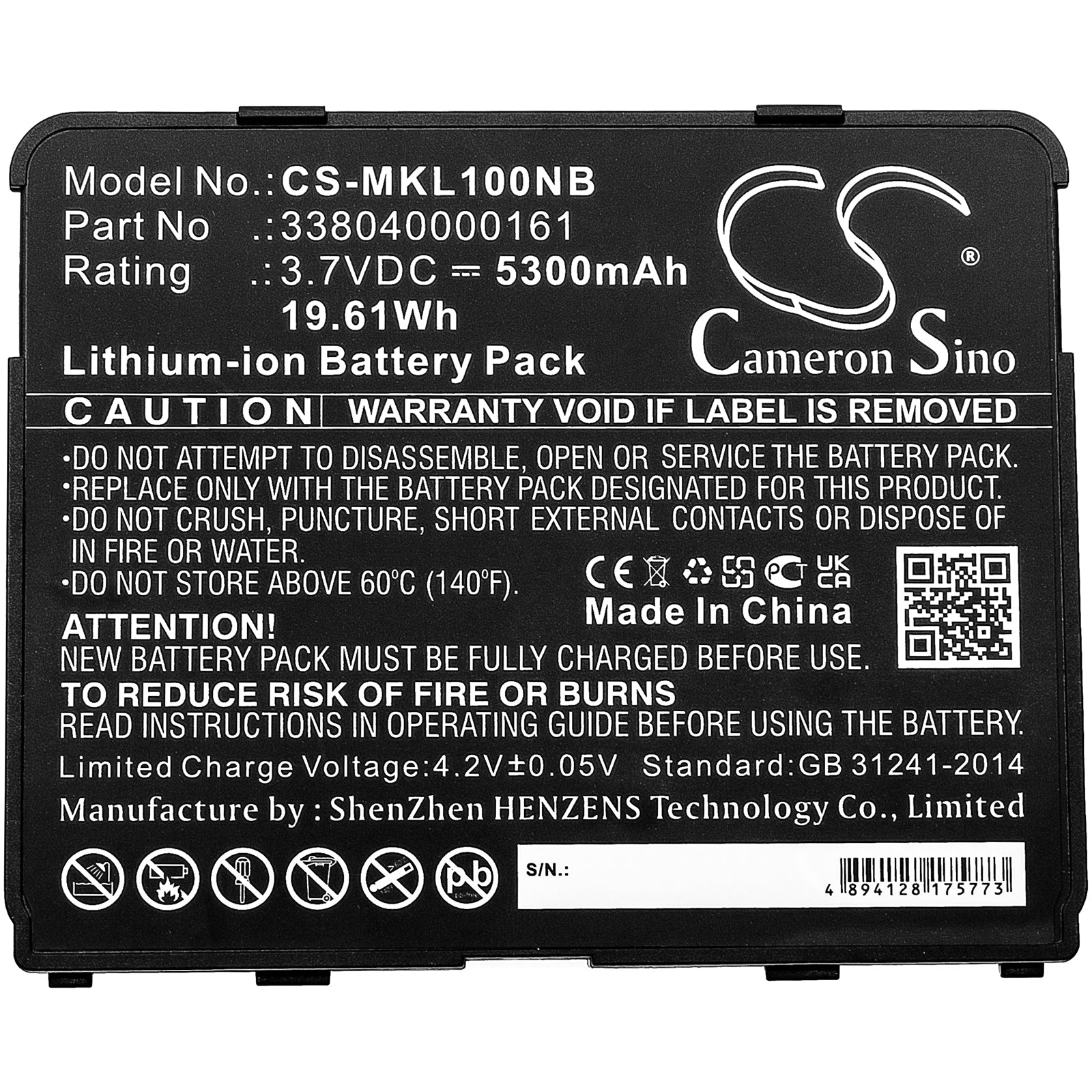 3.7V, Li-Polymer, 5300mAh, Battery fits Matic MioWork L1000, MioWork L1040, 19.61Wh Tablet Cameron Sino Technology Limited