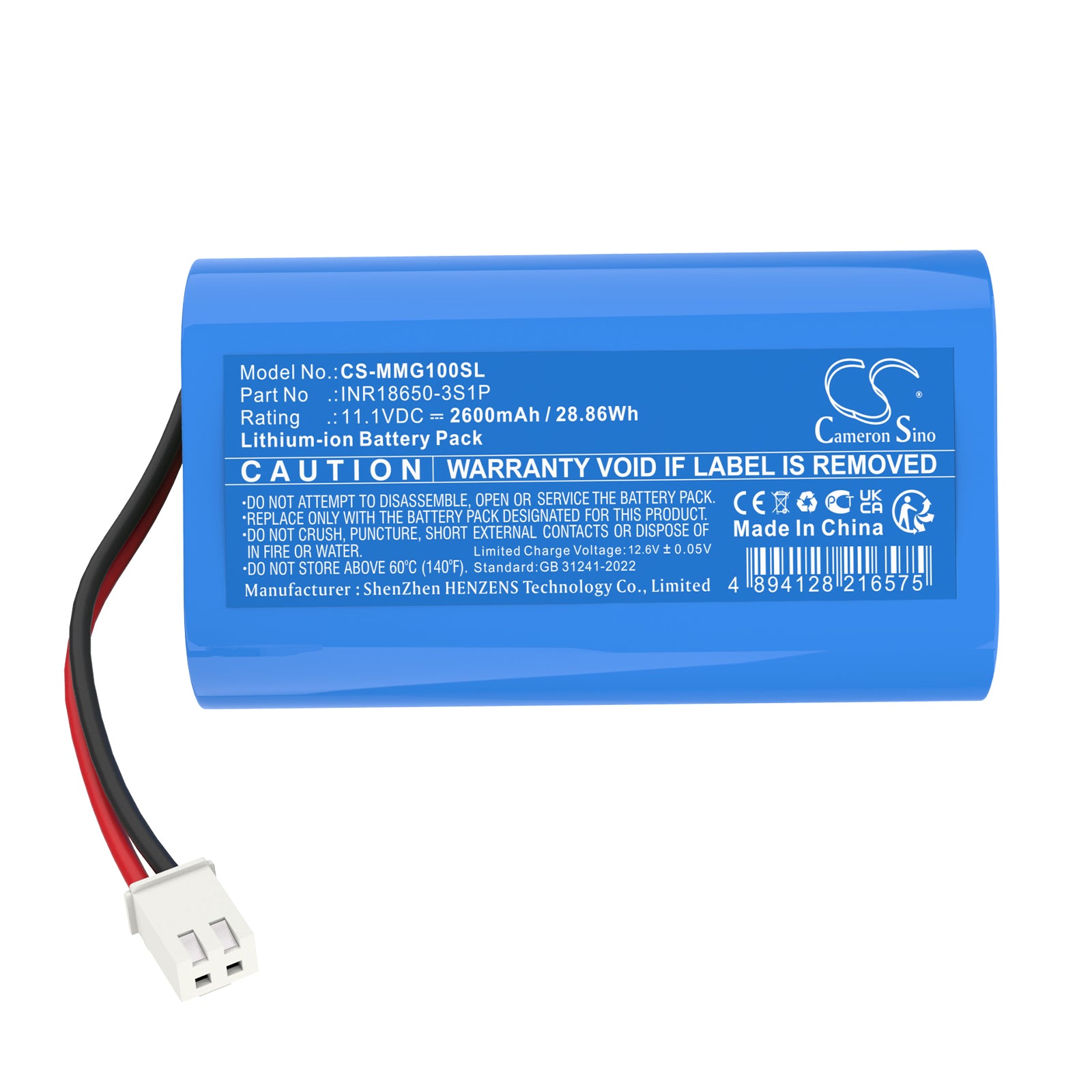 11.1V, Li-ion, 2600mAh, Battery fits Muscle Massage Gun, 28.86Wh Personal Care Cameron Sino Technology Limited