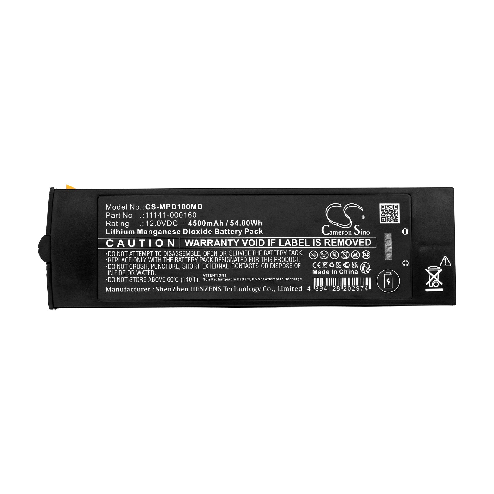 Li-MnO2, Medical Battery fits Medtronic Lp1000, Physio-control Lifepak 1000, 12.0V, 4500mAh Medical Cameron Sino Technology Limited