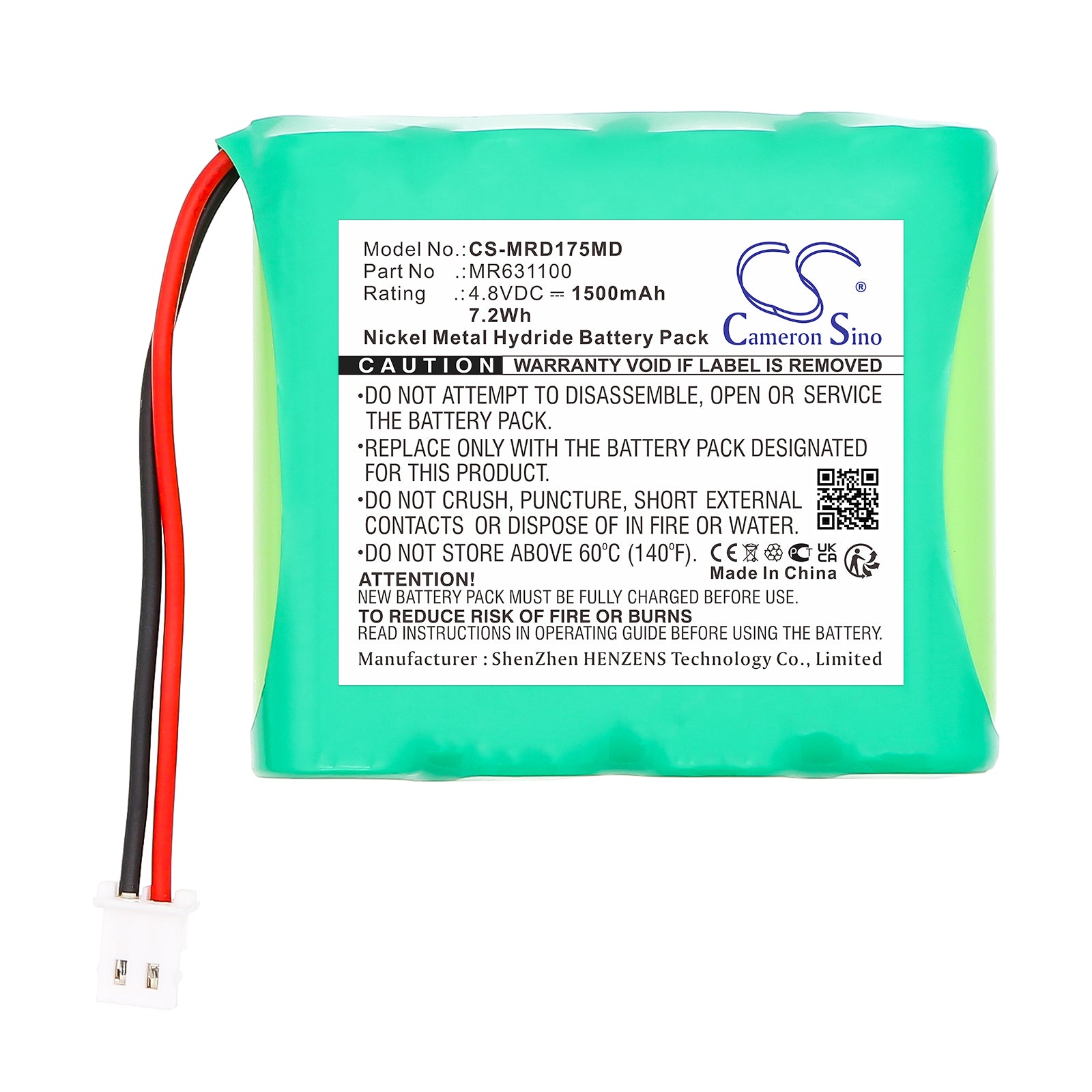 4.8V, Ni-MH, 1500mAh, Battery fits MedReady 1750 Medication Dispenser, MR-357 Medication Dispenser, 7.2Wh Medical Cameron Sino Technology Limited
