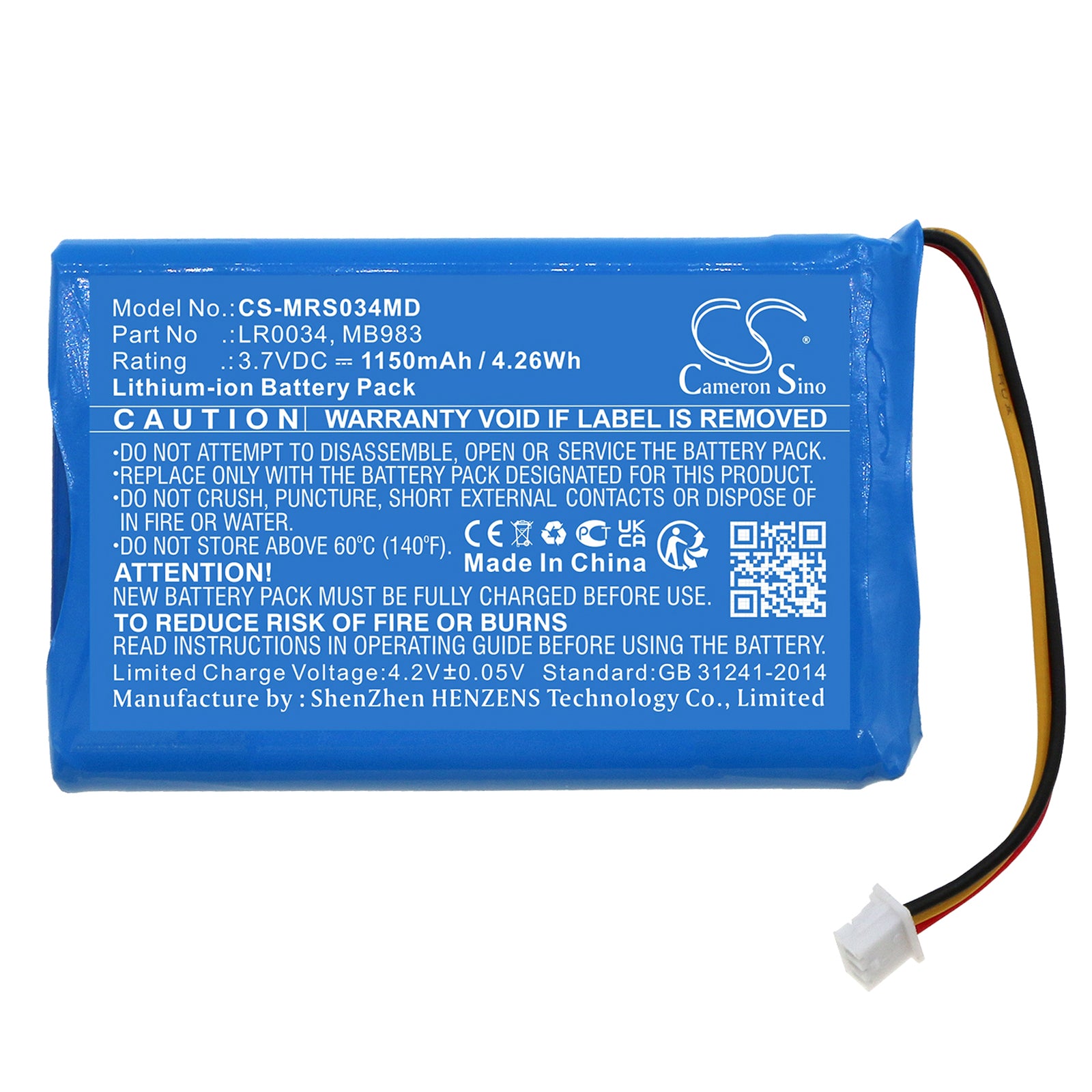 Li-ion, Medical Battery fits Mir Spirobank Ii Basic Spirometer, Spirobank Ii Smart Ble Spirome, 3.7V, 1150mAh Medical Cameron Sino Technology Limited