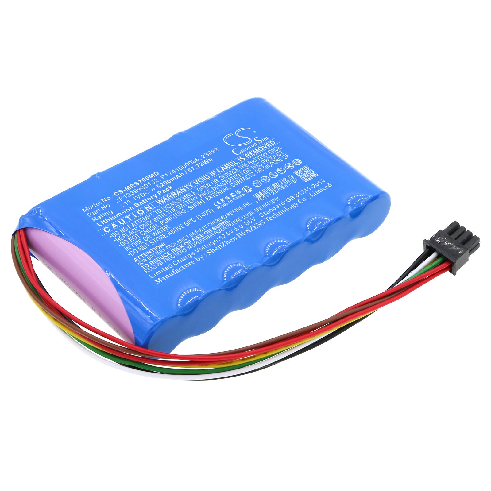 Li-ion, Medical Battery fits Masimo 23893, Rds7, 11.1V, 5200mAh Medical Cameron Sino Technology Limited