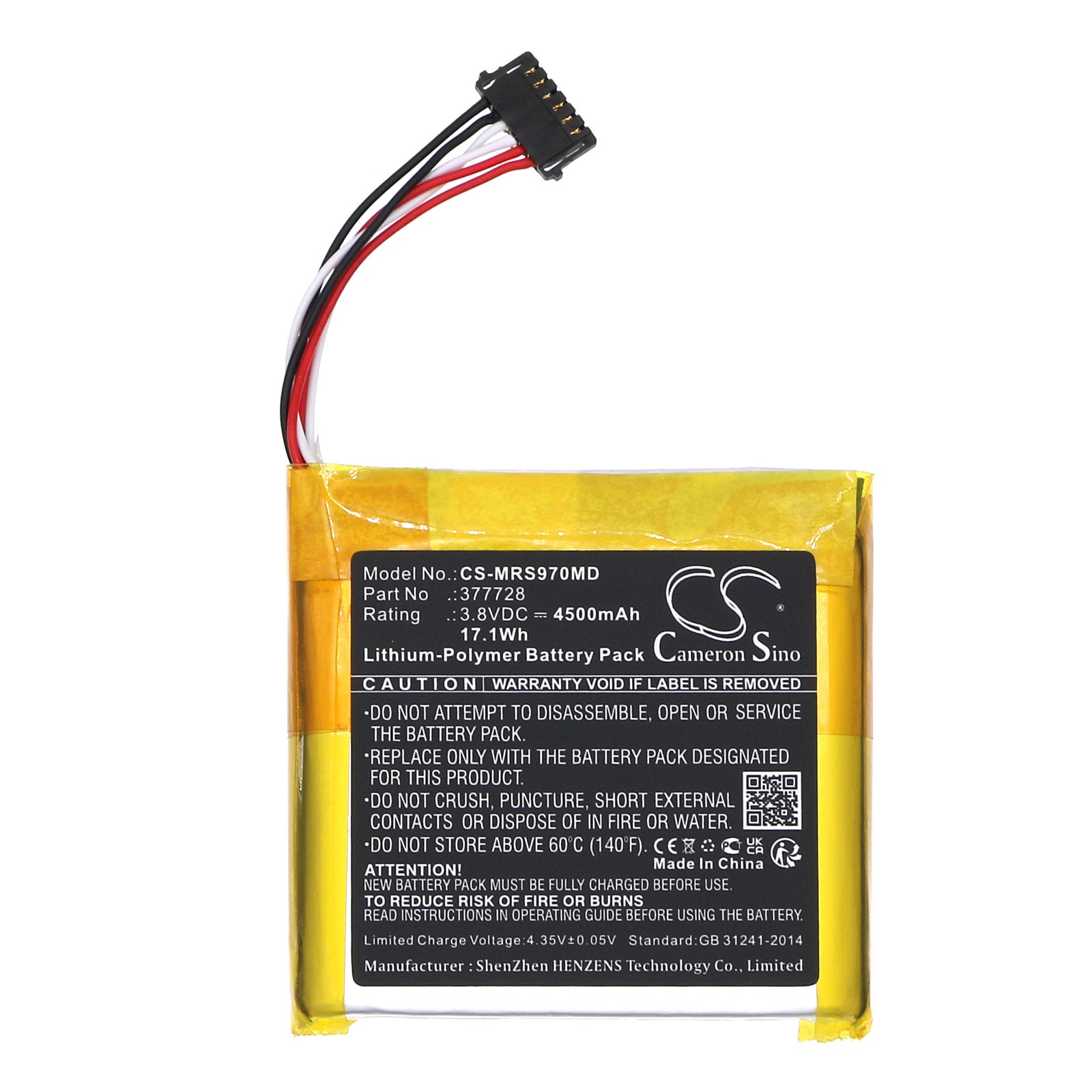 Li-Polymer, Medical Battery fits Masimo Puls Oximeter Rad-97, Rad 97 Pulse Oximeter, 3.8V, 4500mAh Medical Cameron Sino Technology Limited