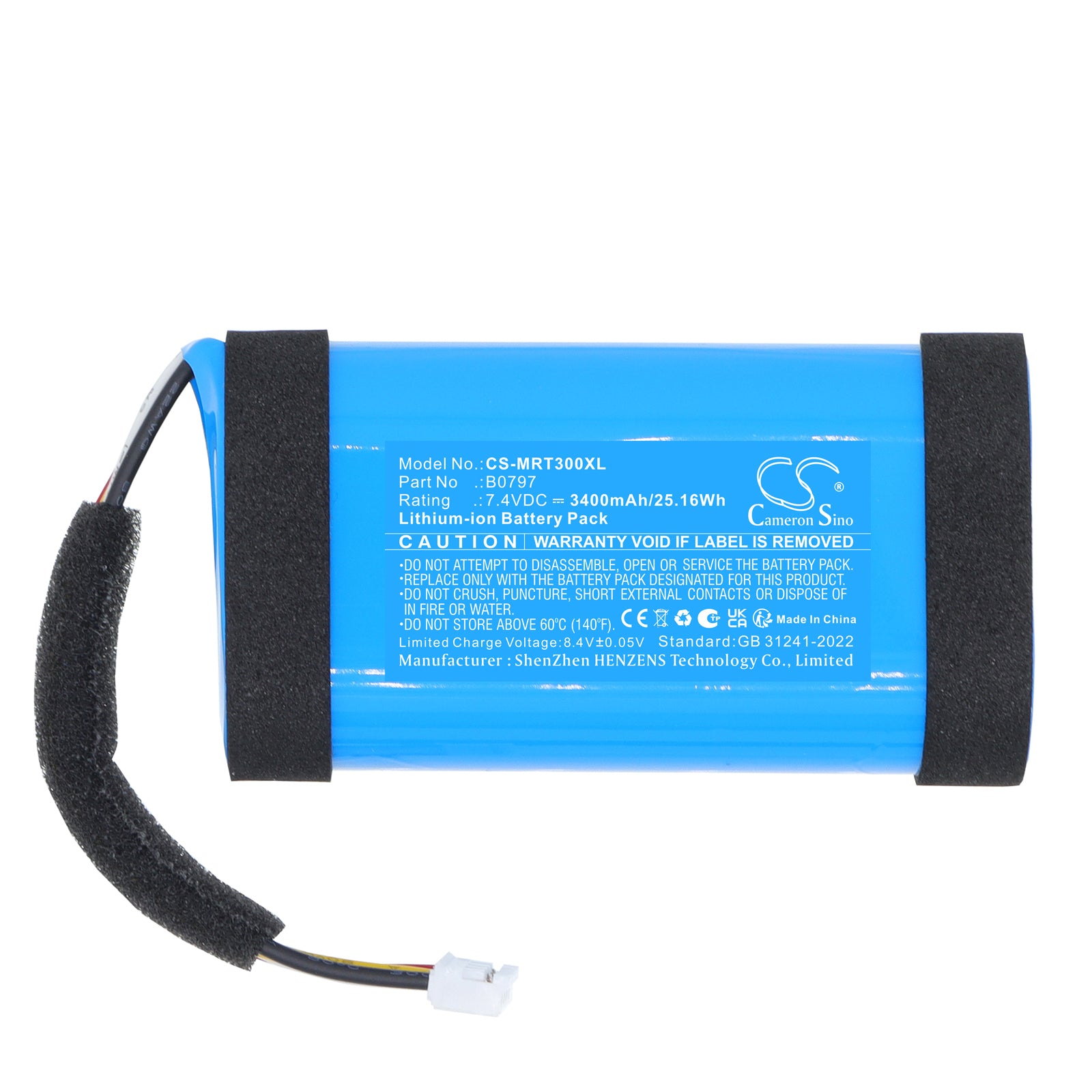 7.4V, Li-ion, 3400mAh, Battery fits Marshall Emberton 3, Emberton III, 25.16Wh Speaker Cameron Sino Technology Limited