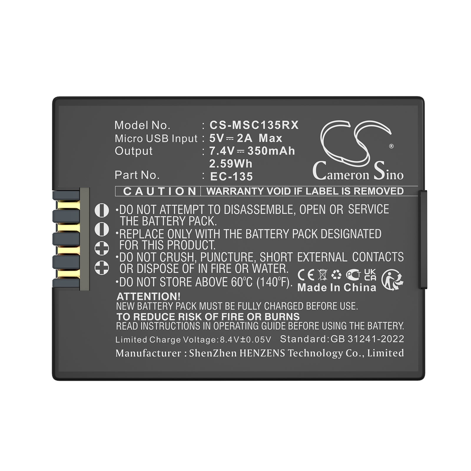 7.4V, , , Battery fits Modster AFX-135, DRF 25327, Drones Cameron Sino Technology Limited