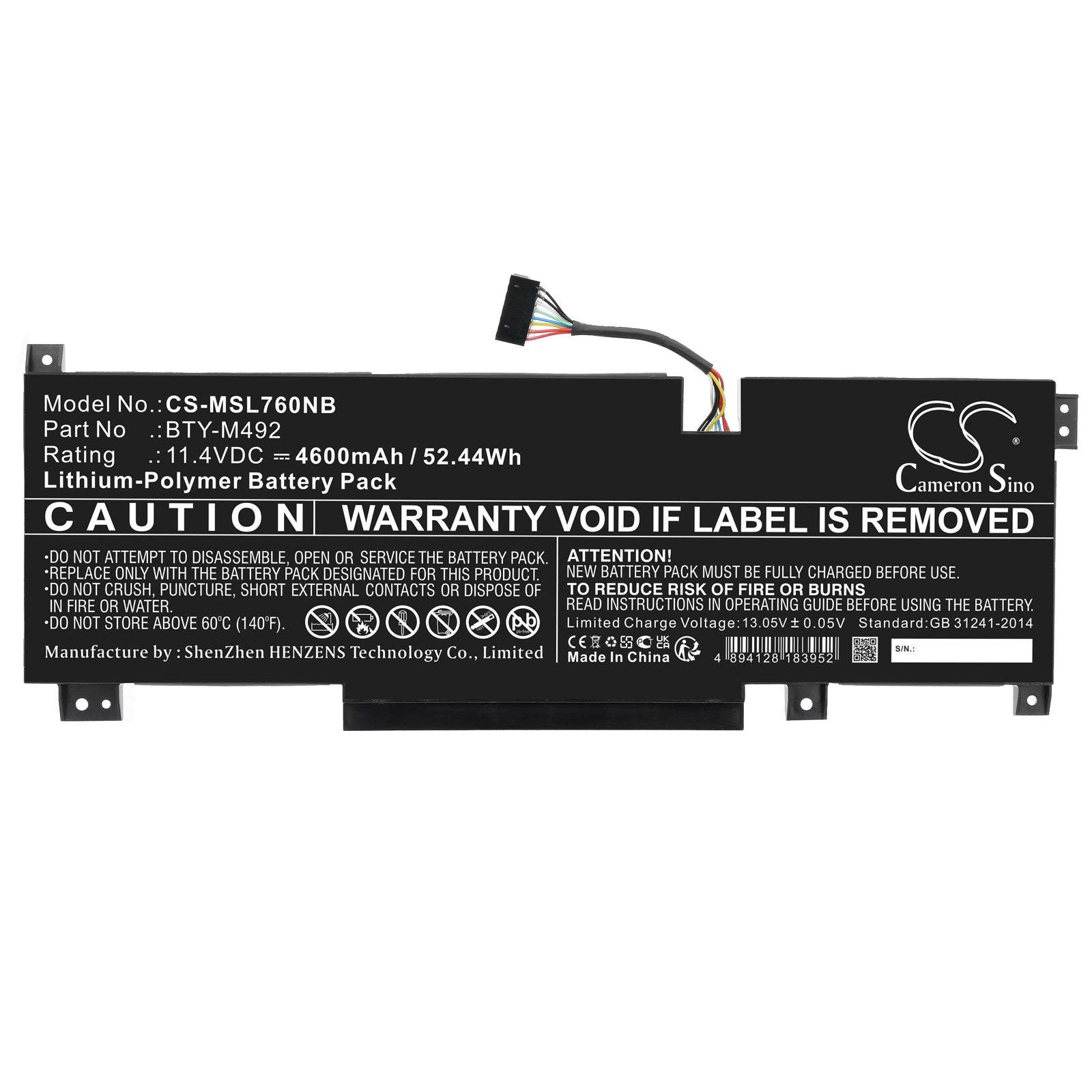 Li-Polymer, Notebook, Laptop Battery fits Msi Bravo 15 B55dd-005xes, Bravo 15 B5dd-007xes, 11.4V, 4600mAh Notebook, Laptop Cameron Sino Technology Limited