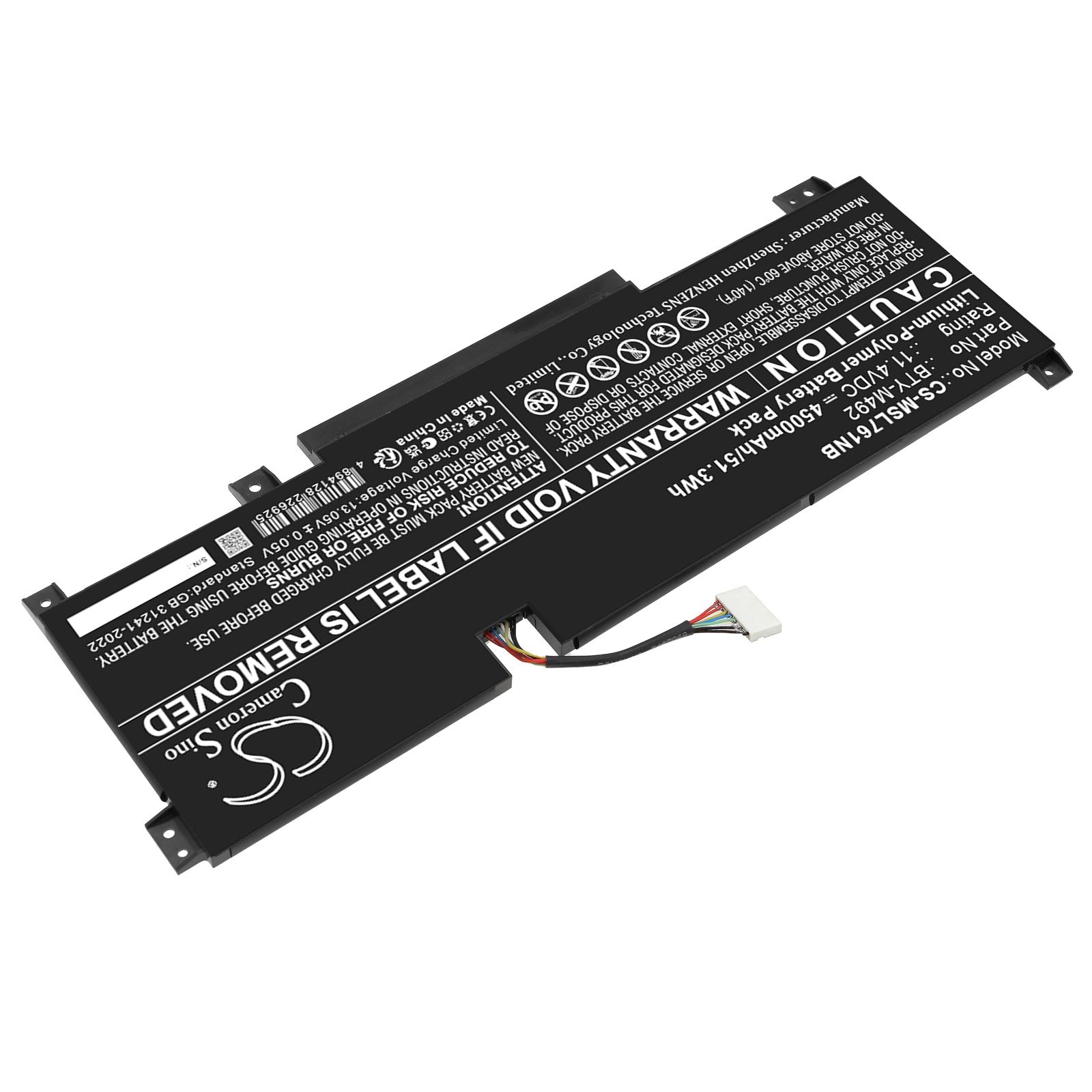 11.4V, Li-Polymer, 4500mAh, Battery fits MSI Bravo 15 B5DD-007XES, Bravo 15 B5DD-012XES, 51.3Wh Notebook, Laptop Cameron Sino Technology Limited
