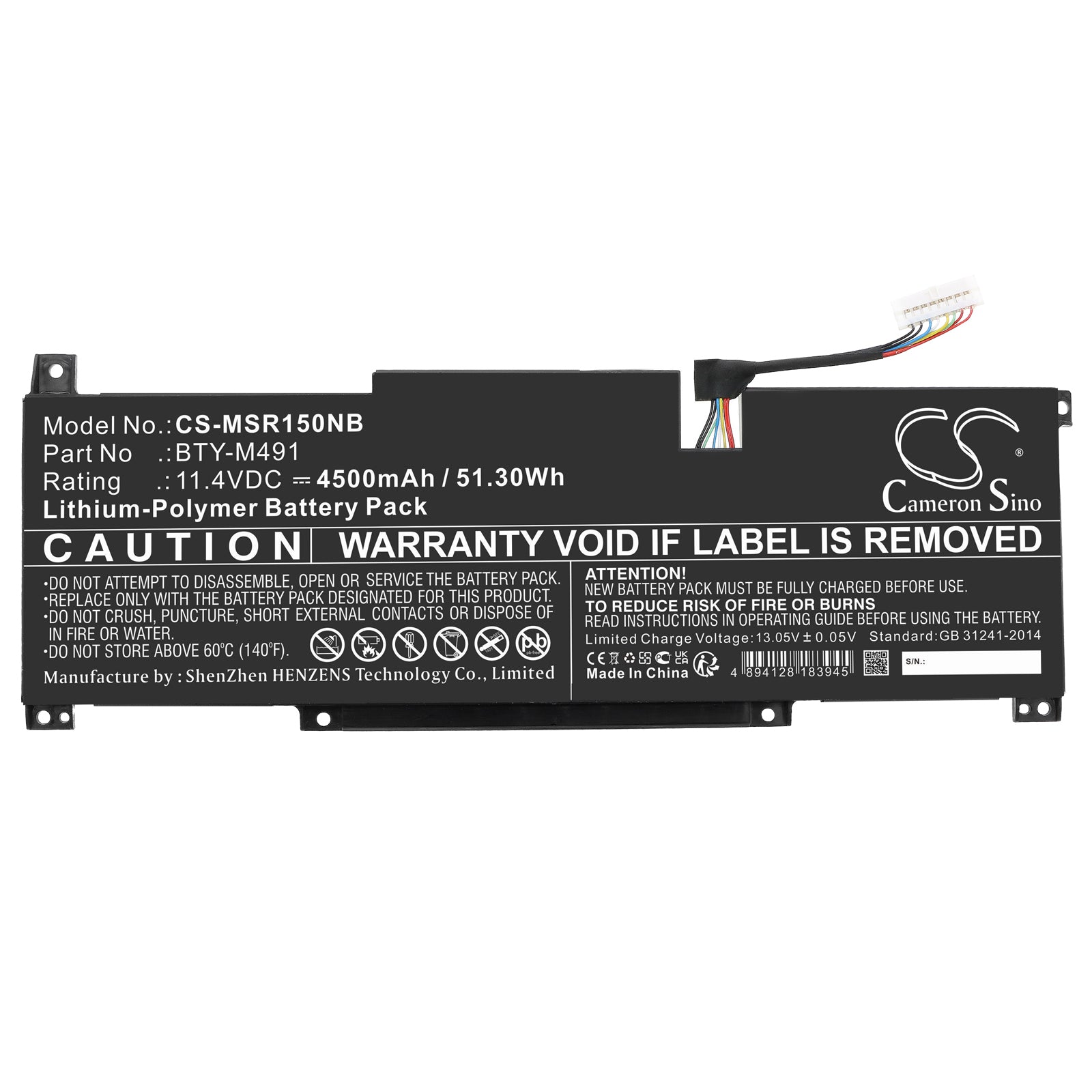 Li-Polymer, Notebook, Laptop Battery fits Msi Modern 15 A10m(ms-1551), Modern 15 A10m-001xfr, 11.4V, 4500mAh Notebook, Laptop Cameron Sino Technology Limited