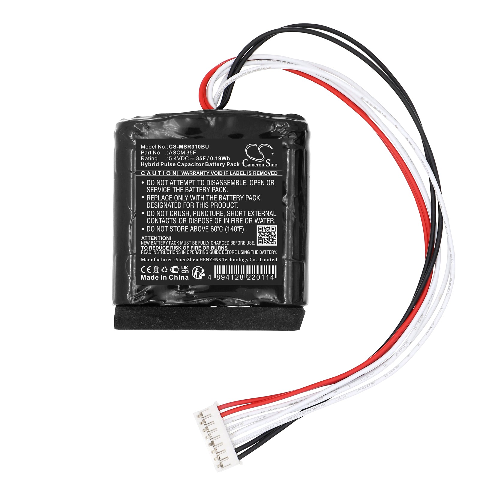 5.4V, HPC, 35F, Battery fits Microsemi 2294600-R SmartRAID 3154-8i16e, 0.19Wh PLC Cameron Sino Technology Limited