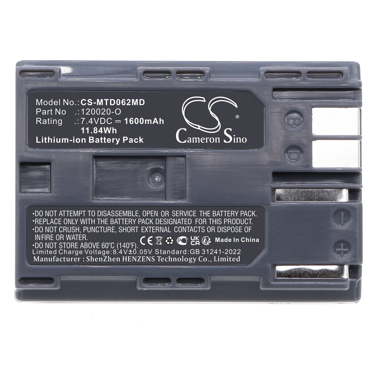 7.4V, Li-ion, 1600mAh, Battery fits Mortara F1559, Monitor Surveyor S4, 11.84Wh Medical Cameron Sino Technology Limited