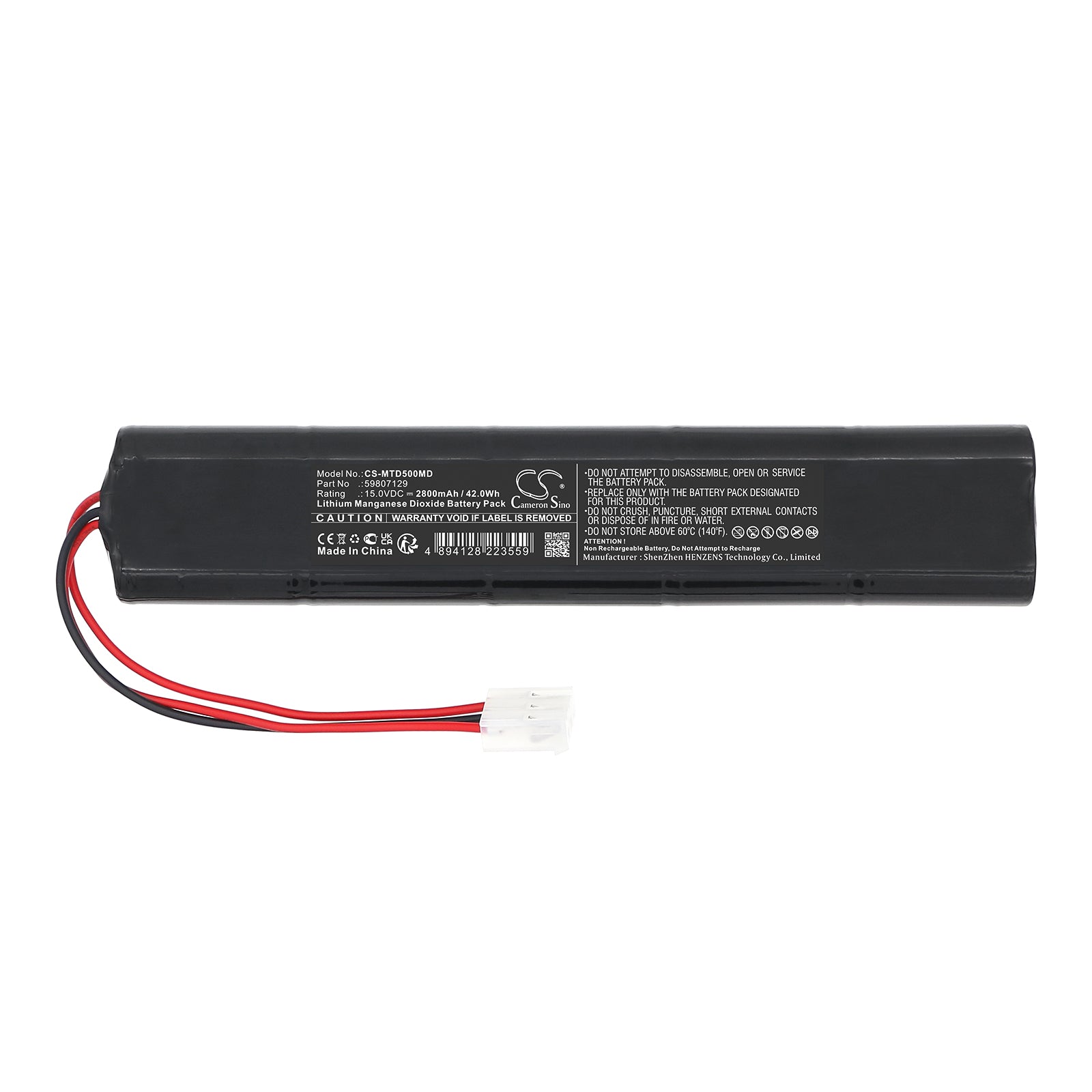 15V, Li-MnO2, 2800mAh, Battery fits M&B AED 7000 plus | Meditech Defi5s Plus, 42Wh Medical Cameron Sino Technology Limited