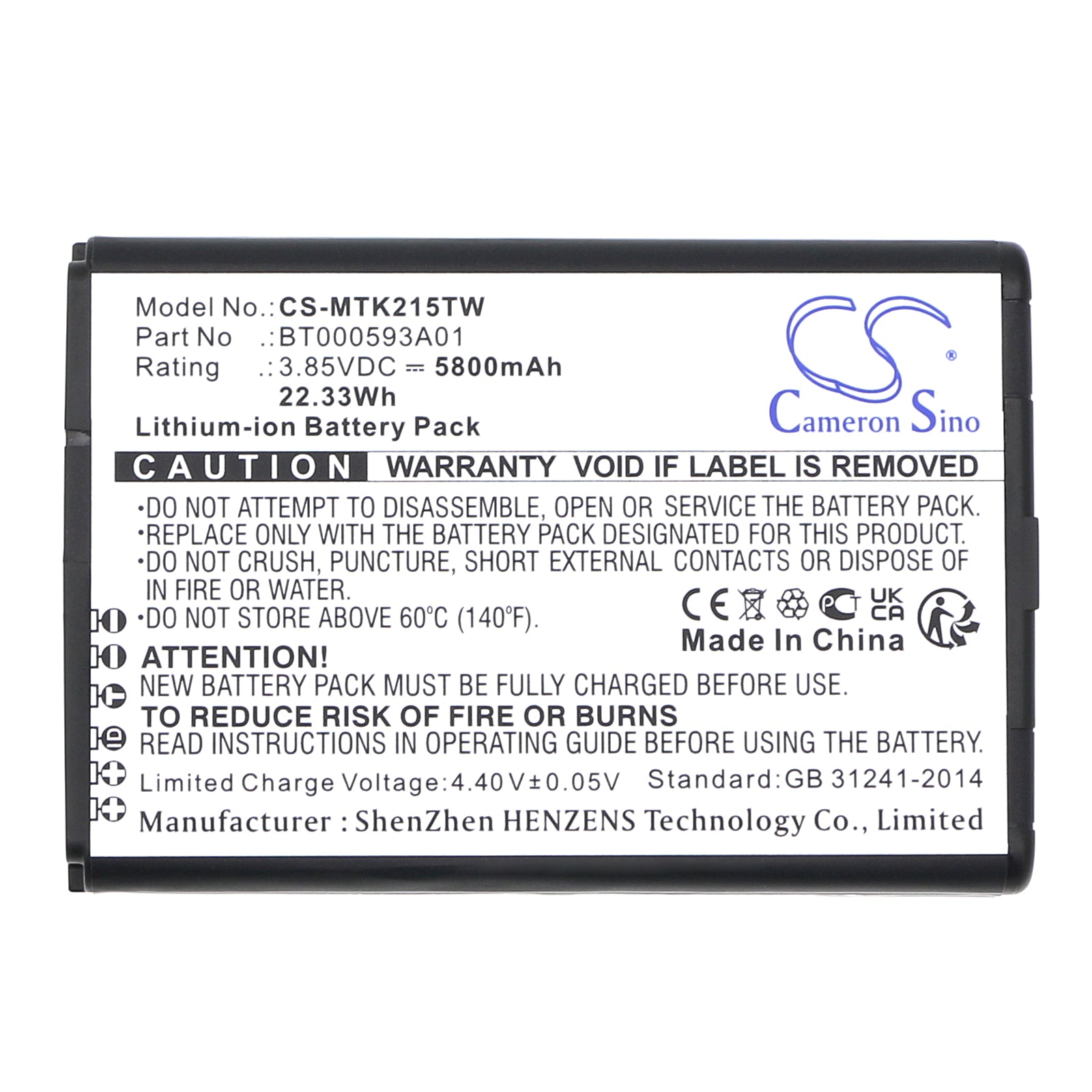 Li-ion, Two-Way Radio Battery fits Motorola Ar494948, Evolve Lte, 3.85V, 5800mAh Two-Way Radio Cameron Sino Technology Limited