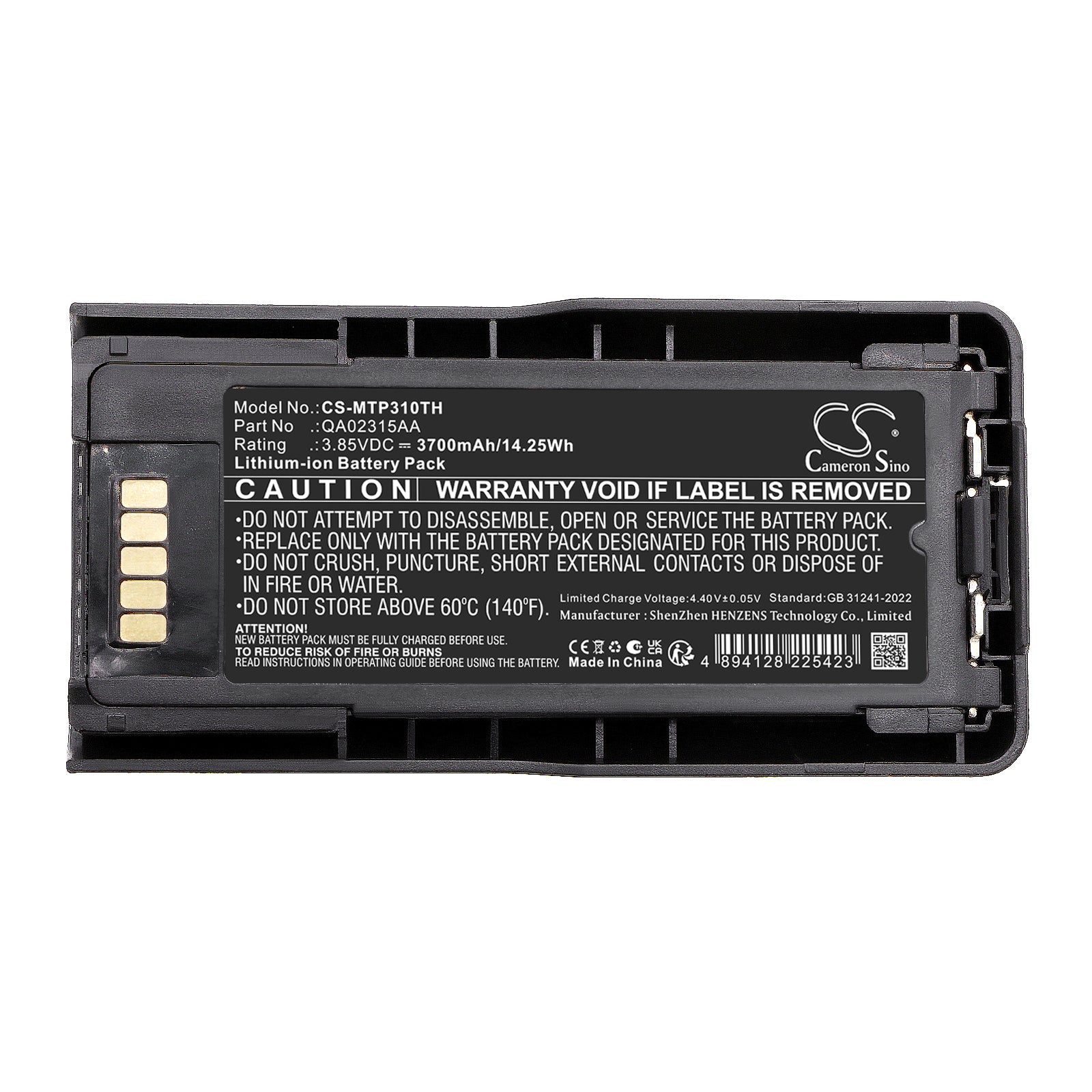 3.85V, Li-ion, 3700mAh, Battery fits Motorola MTP600, MTP3000, 14.25Wh Two-Way Radio Cameron Sino Technology Limited