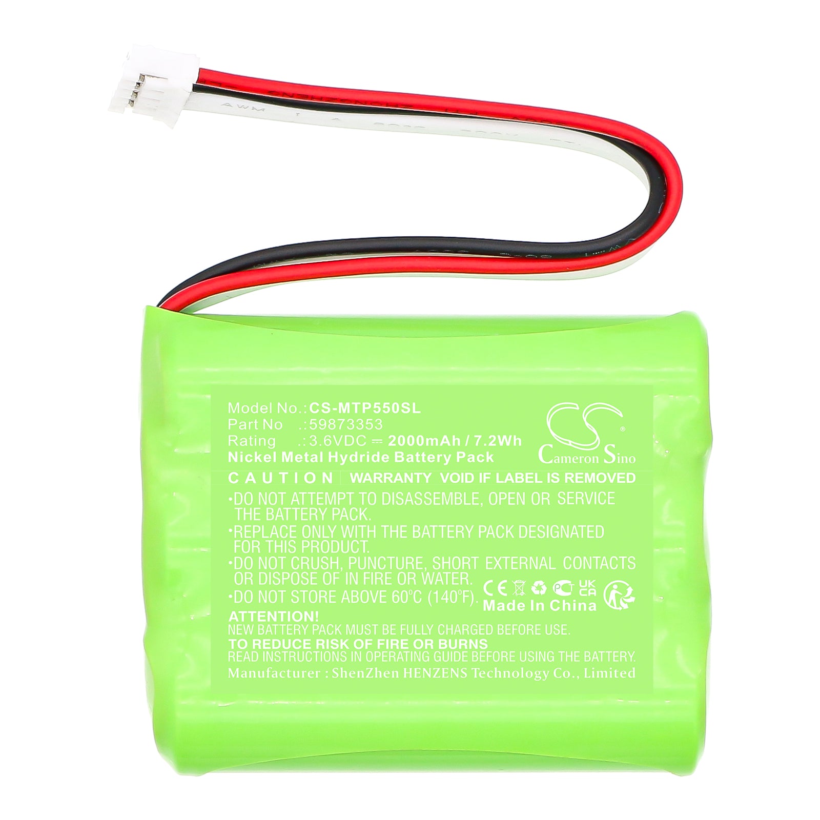 3.6V, Ni-MH, 2000mAh, Battery fits Midtronics OP-5500, 7.2Wh Equipment, Survey, Test Cameron Sino Technology Limited