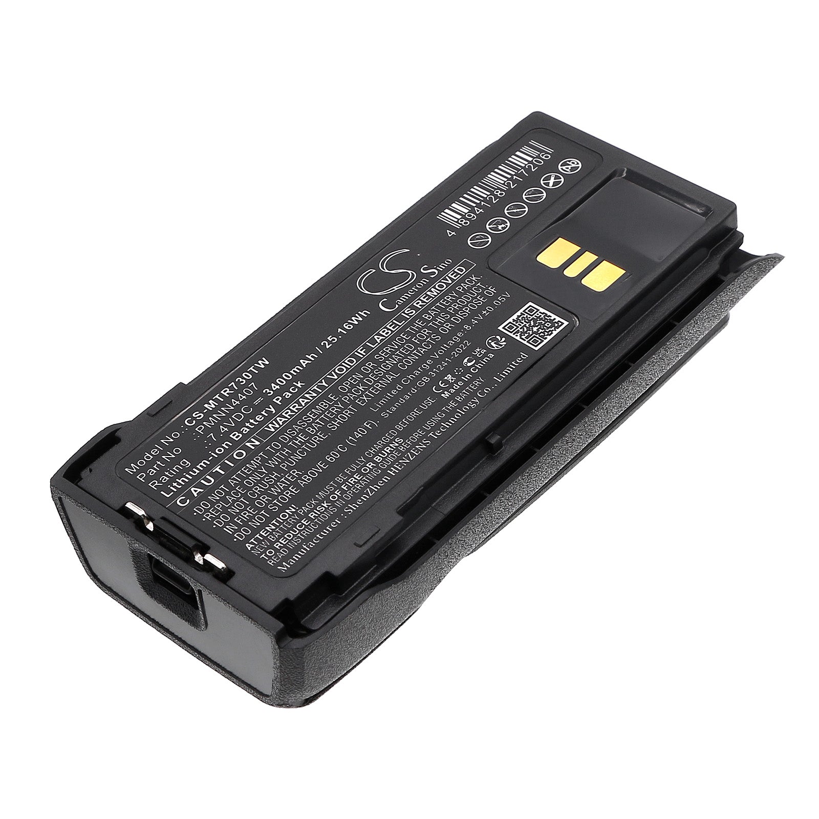 7.4V, Li-ion, 3400mAh, Battery fits Motorola R7, R7A, 25.16Wh Two-Way Radio Cameron Sino Technology Limited