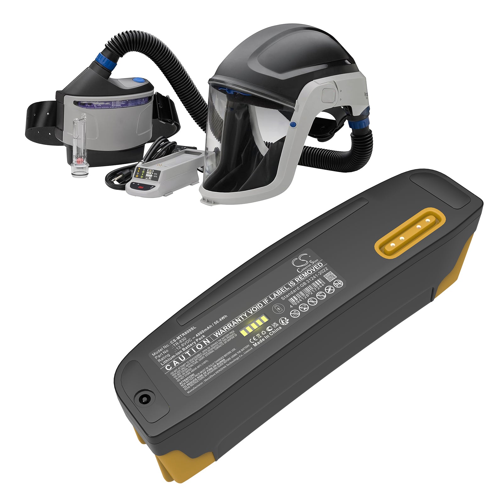 12.6V, Li-ion, 4000mAh, Battery fits 3M TR-300+ Powered Air Respirator, TR-800 PAPR, 50.4Wh Equipment, Survey, Test Cameron Sino Technology Limited