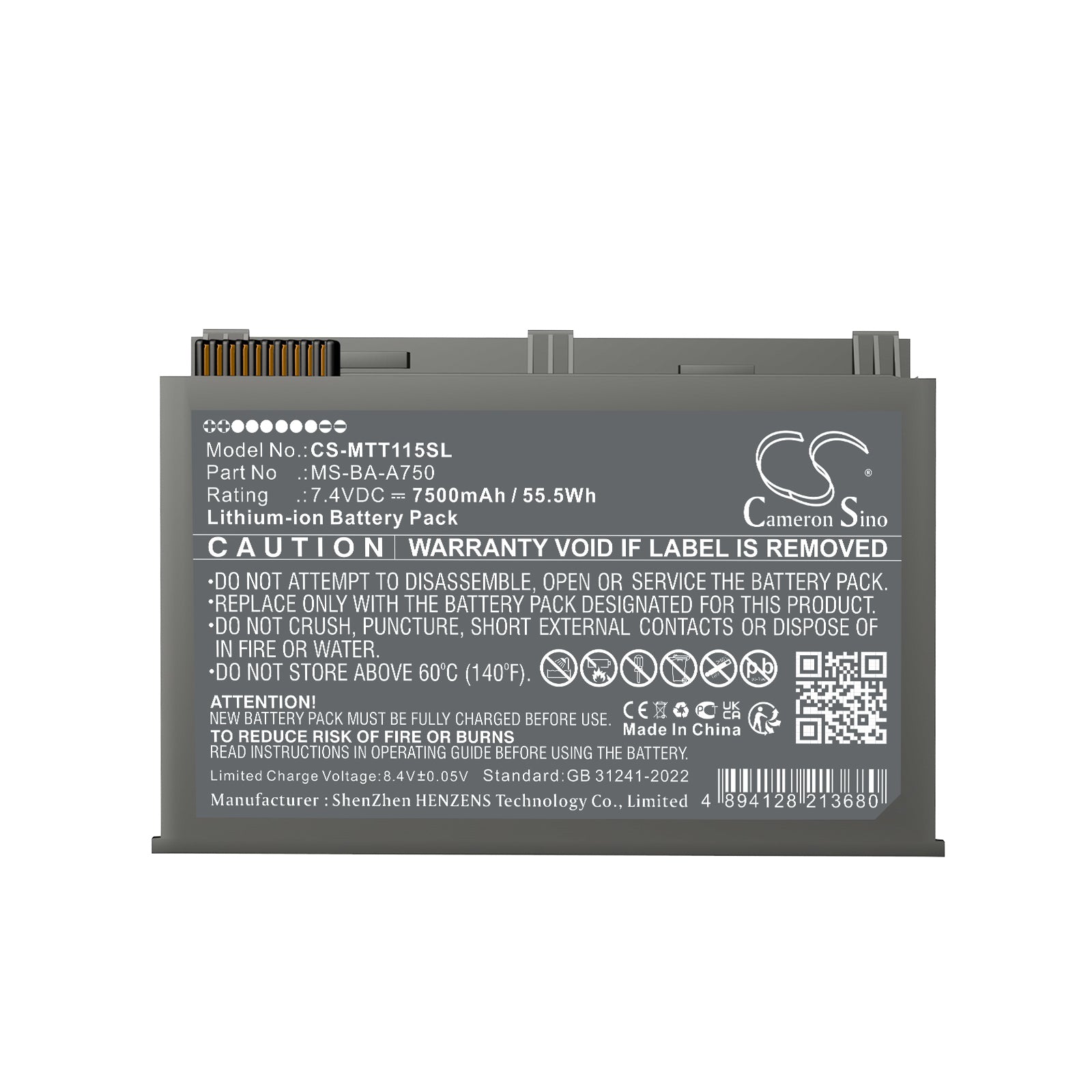 7.4V, Li-ion, 7500mAh, Battery fits Micsig STO1000, STO1000C/E, 55.5Wh Equipment, Survey, Test Cameron Sino Technology Limited