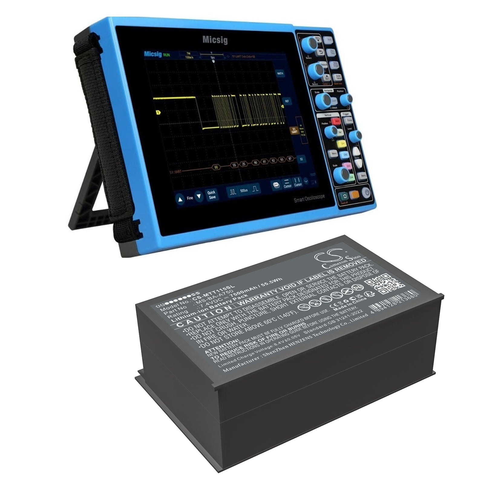 7.4V, Li-ion, 7500mAh, Battery fits Micsig STO1000, STO1000C/E, 55.5Wh Equipment, Survey, Test Cameron Sino Technology Limited
