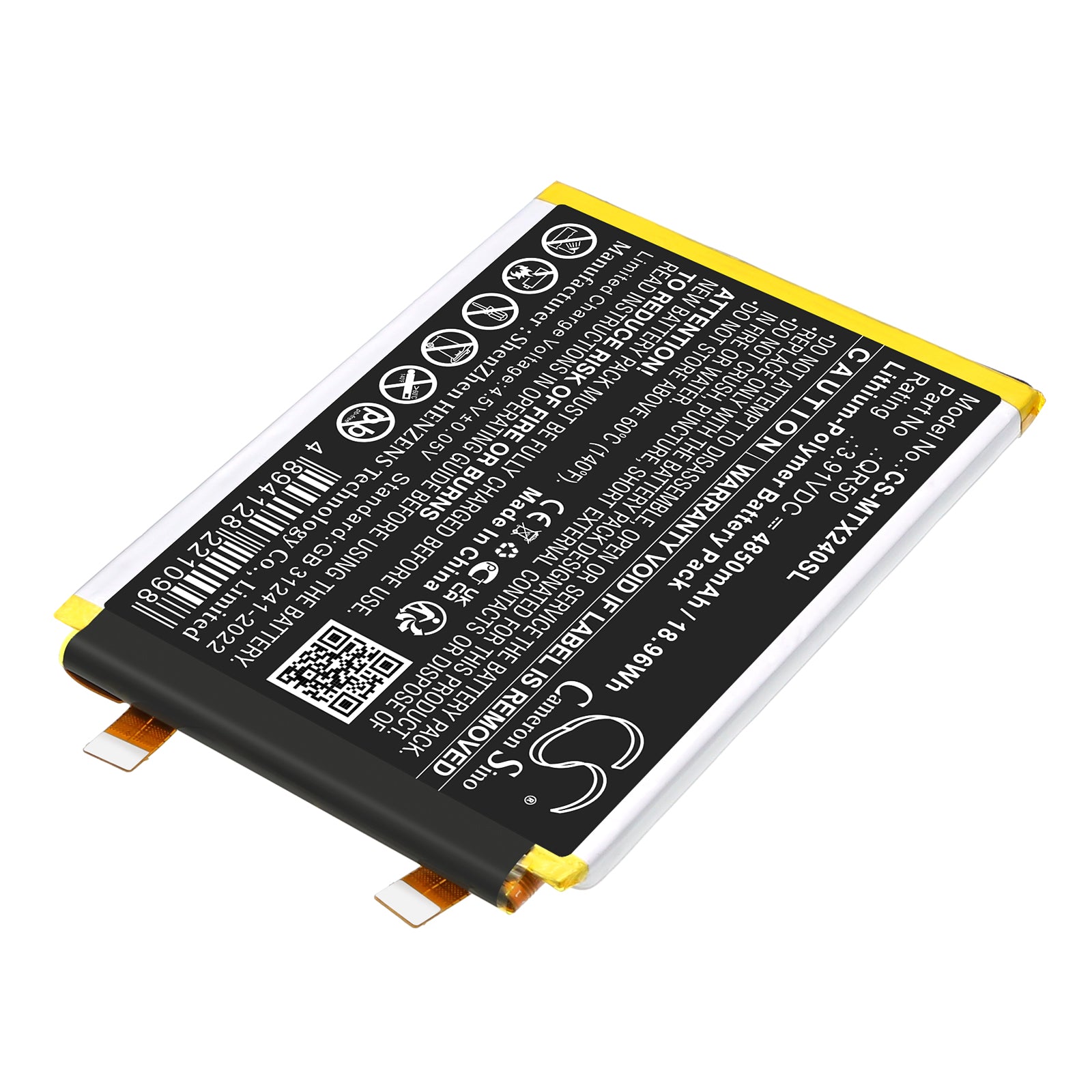 3.91V, Li-Polymer, 4850mAh, Battery fits Motorola Moto Edge 50 5G, XT2407, 18.96Wh Mobile, SmartPhone Cameron Sino Technology Limited