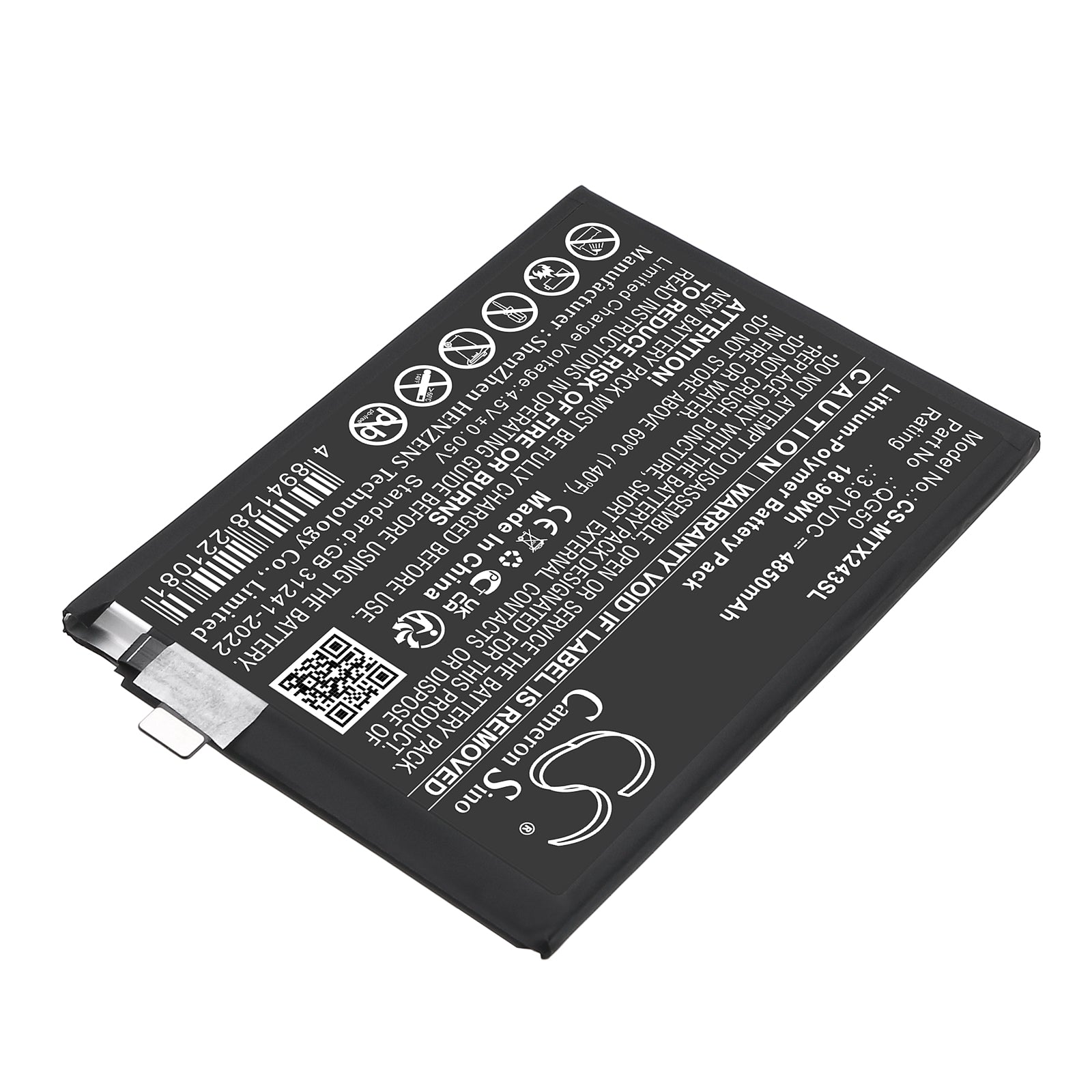 3.91V, Li-Polymer, 4850mAh, Battery fits Motorola Moto G35 5G, XT2433-1, 18.96Wh Mobile, SmartPhone Cameron Sino Technology Limited