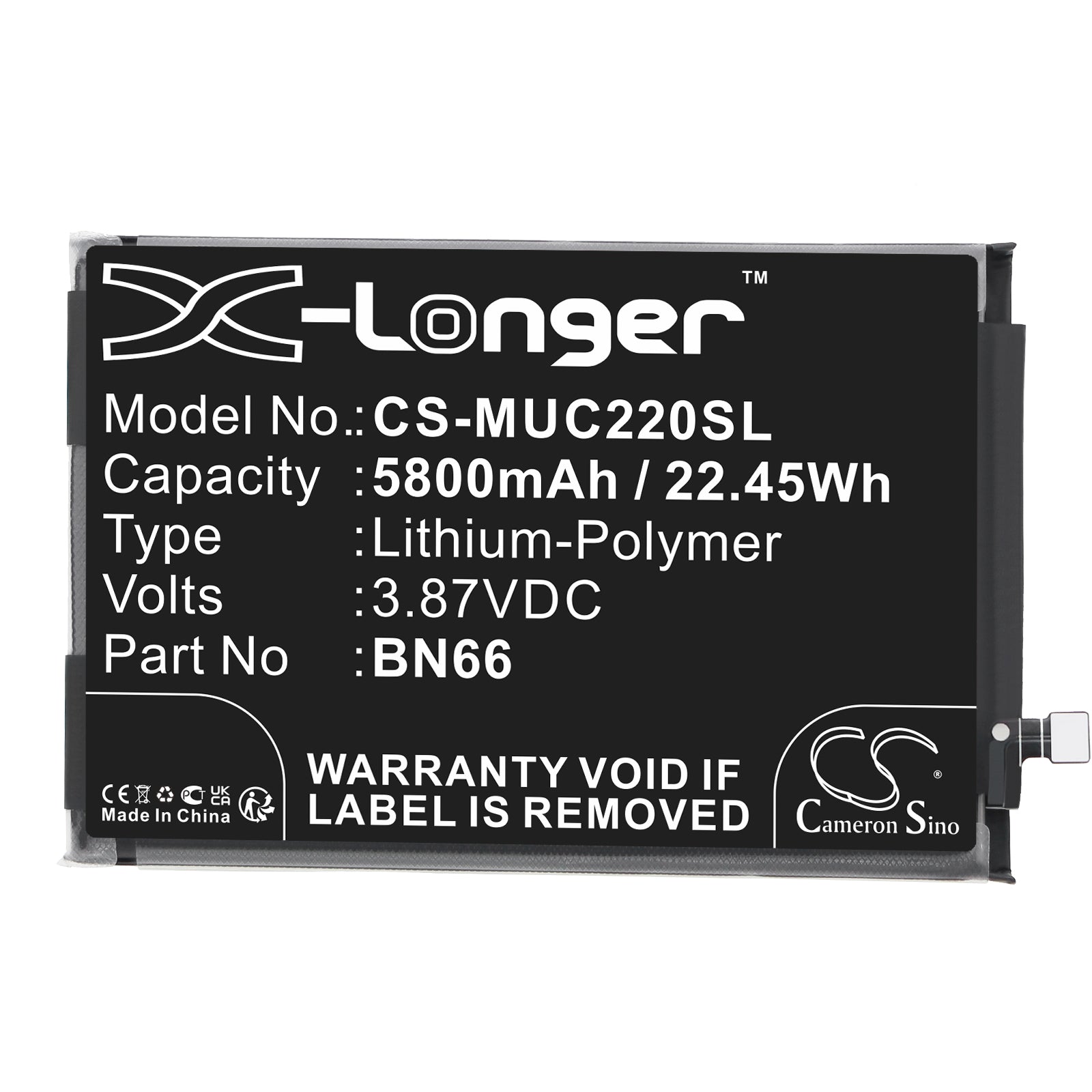 Li-Polymer, Mobile, SmartPhone Battery fits Poco 220333qpg, C40, 3.87V, 5800mAh Mobile, SmartPhone Cameron Sino Technology Limited