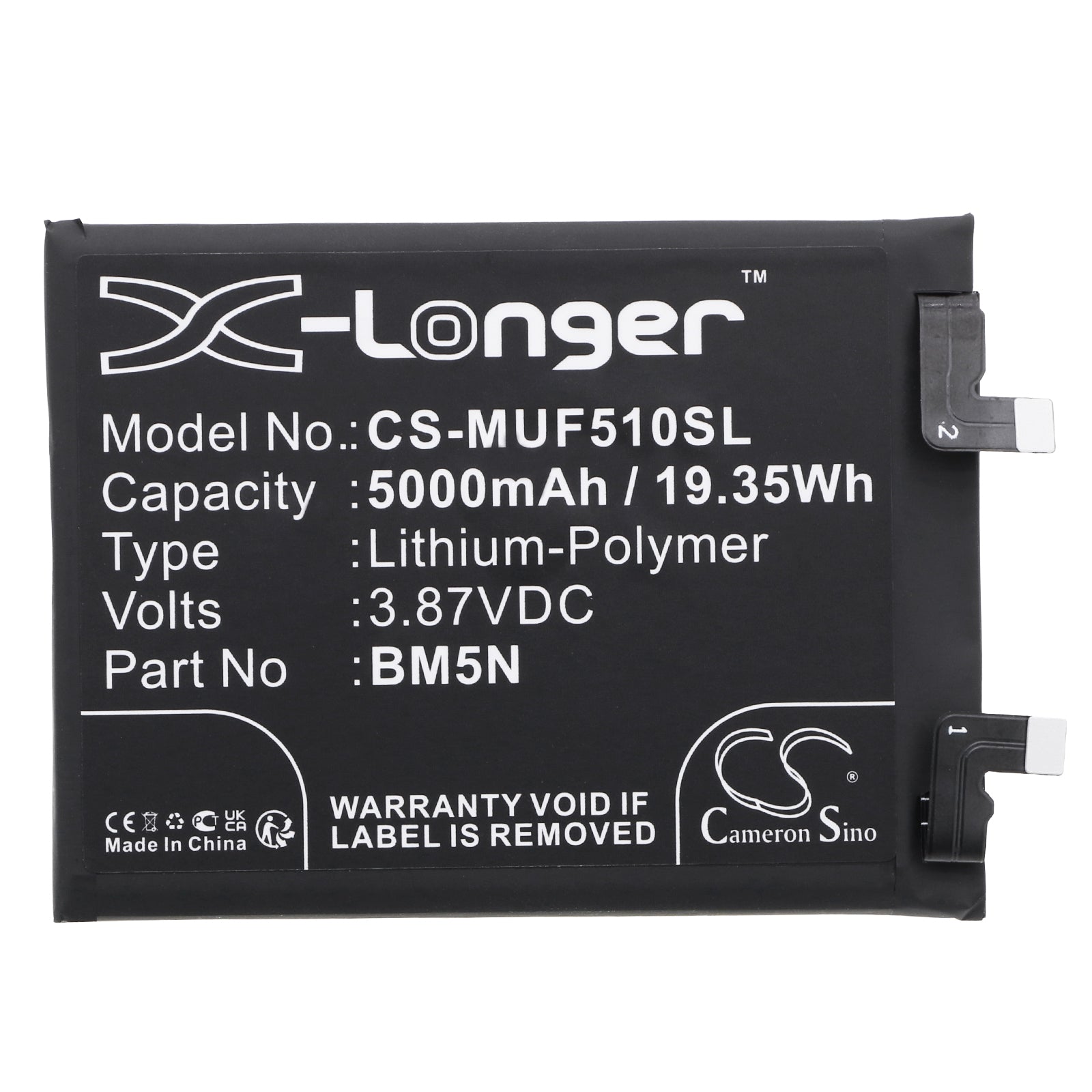 Li-Polymer, Mobile, SmartPhone Battery fits Poco 23013rk75g, F5 Pro 5g, 3.87V, 5000mAh Mobile, SmartPhone Cameron Sino Technology Limited