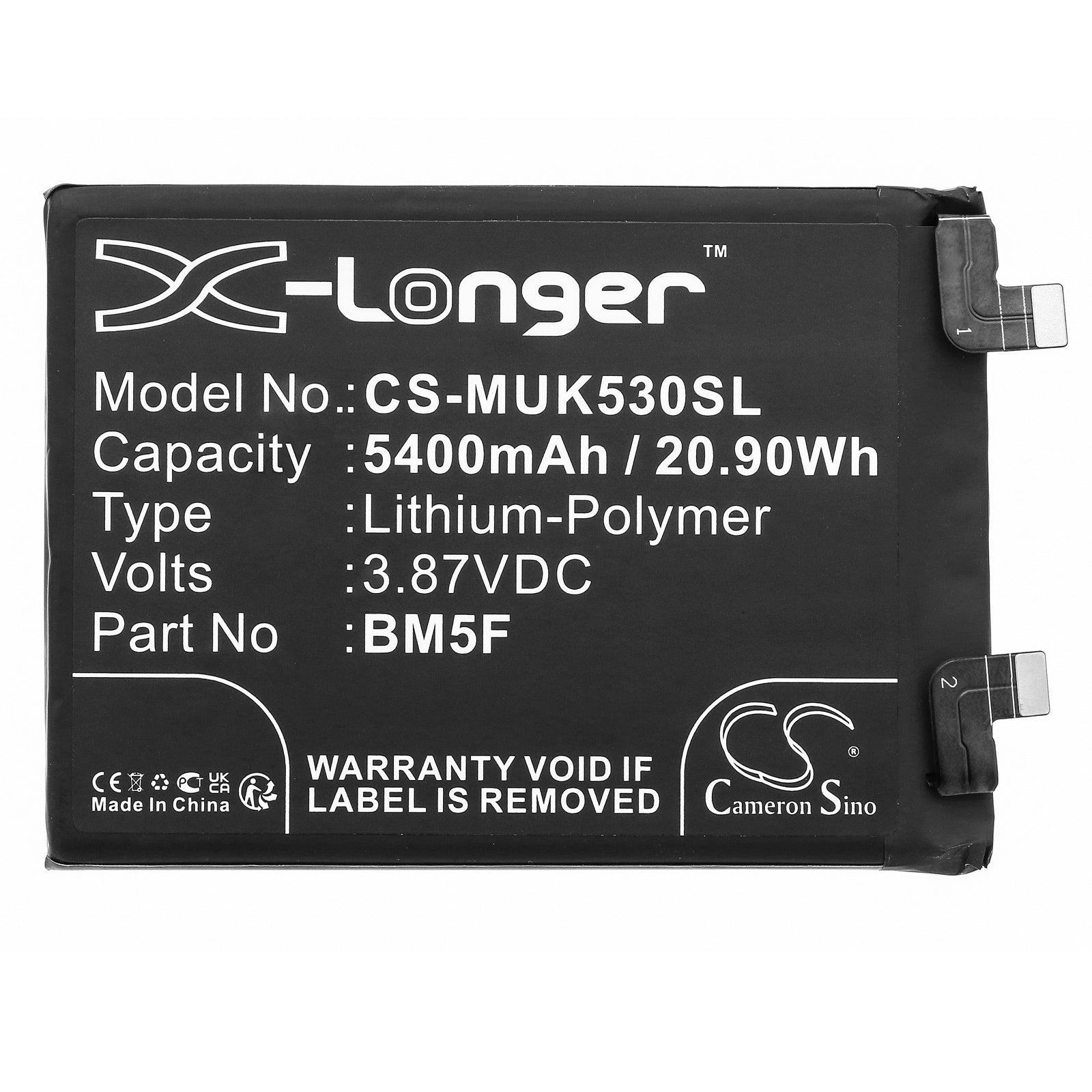 Li-Polymer, Mobile, SmartPhone Battery fits Redmi 22041211ac, K50, 3.87V, 5400mAh Mobile, SmartPhone Cameron Sino Technology Limited