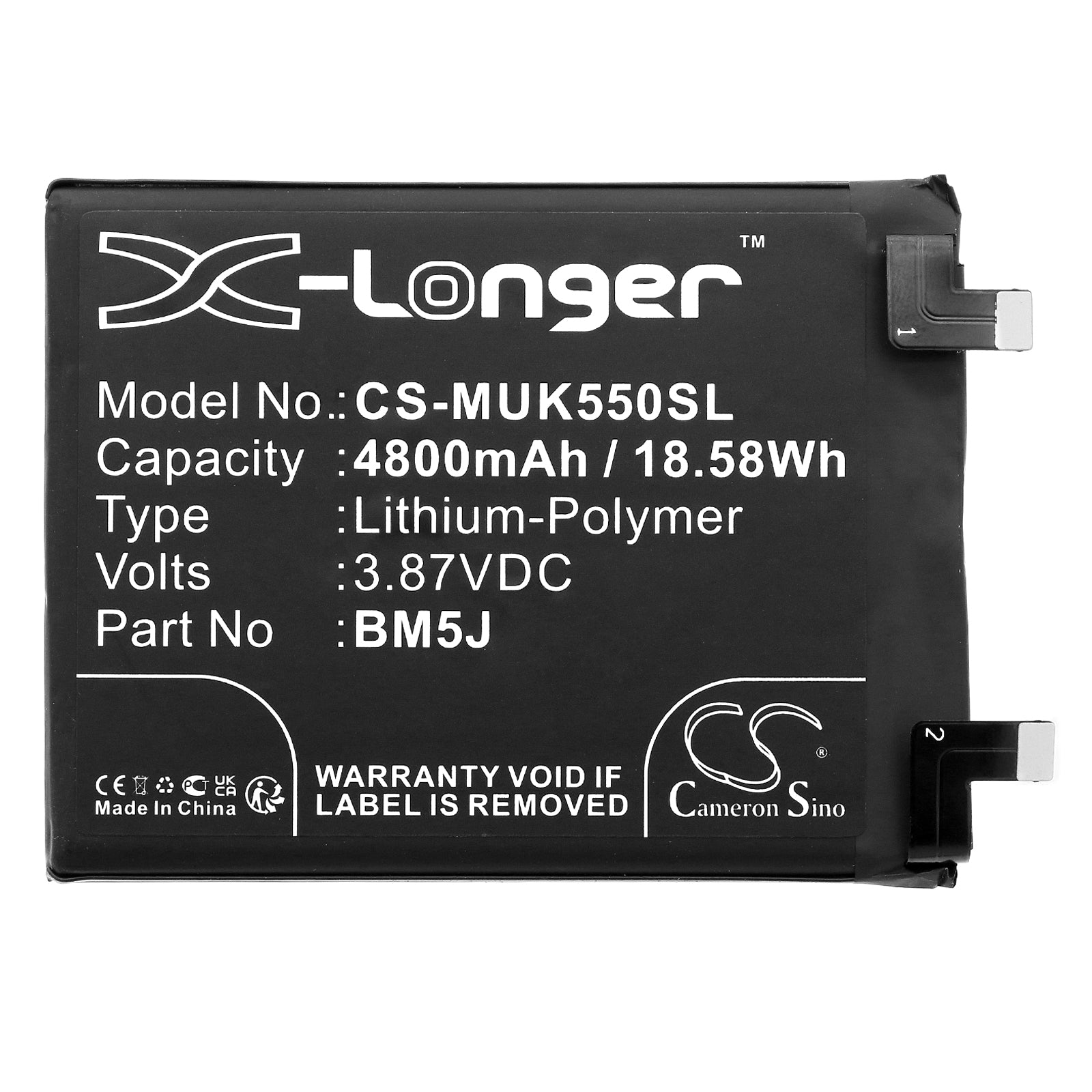 Li-Polymer, Mobile, SmartPhone Battery fits Redmi 12t, 12t Pro, 3.87V, 4800mAh Mobile, SmartPhone Cameron Sino Technology Limited