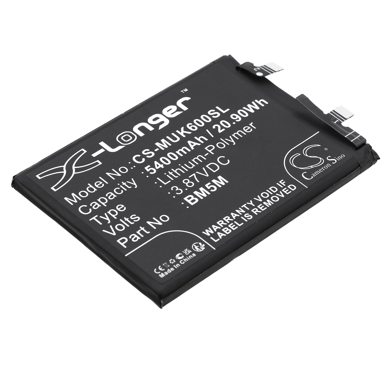Li-Polymer, Mobile, SmartPhone Battery fits Redmi K60, 3.87V, 5400mAh Mobile, SmartPhone Cameron Sino Technology Limited