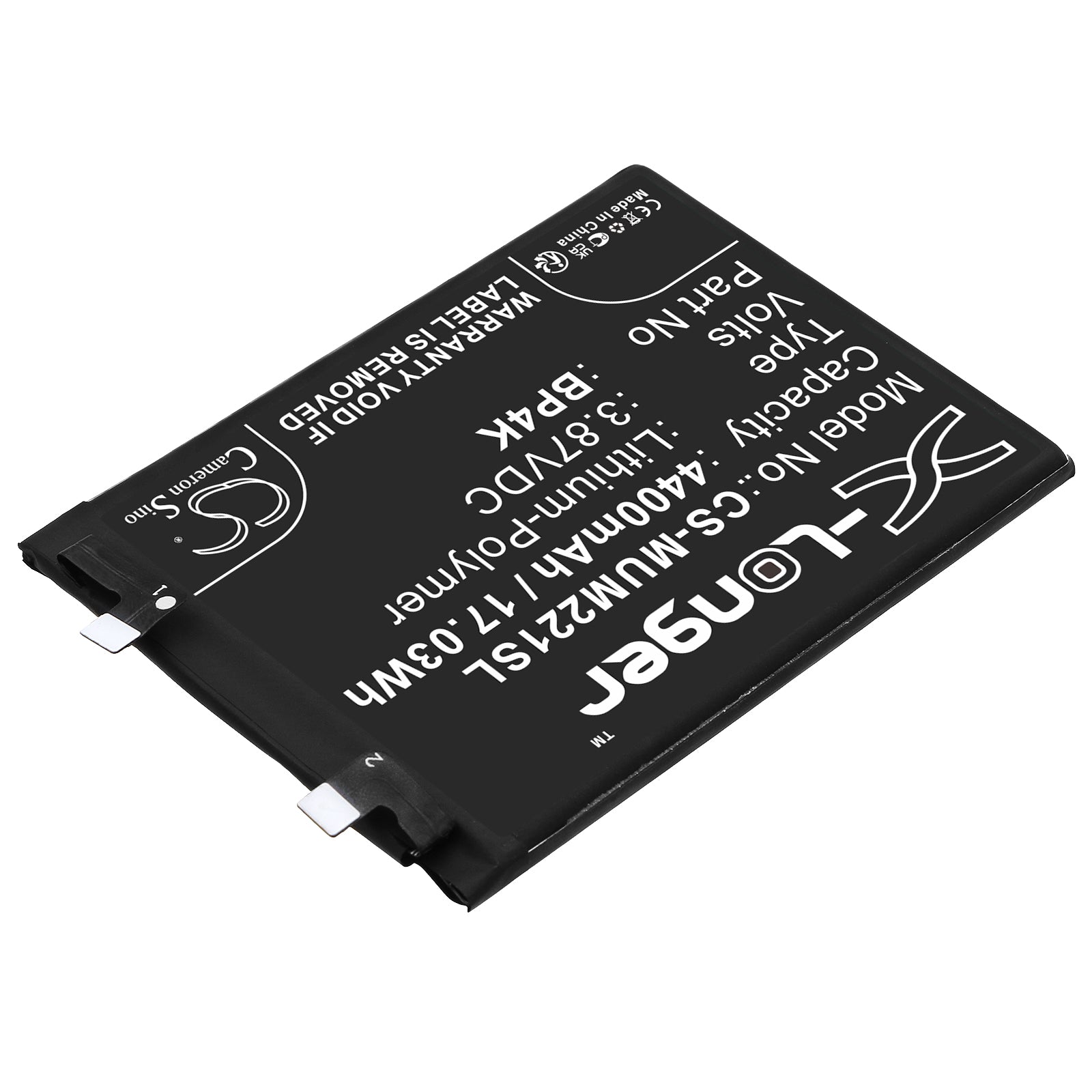 Li-Polymer, Mobile, SmartPhone Battery fits Xiaomi 22101320c, Note 12 Pro, 3.87V, 4400mAh Mobile, SmartPhone Cameron Sino Technology Limited