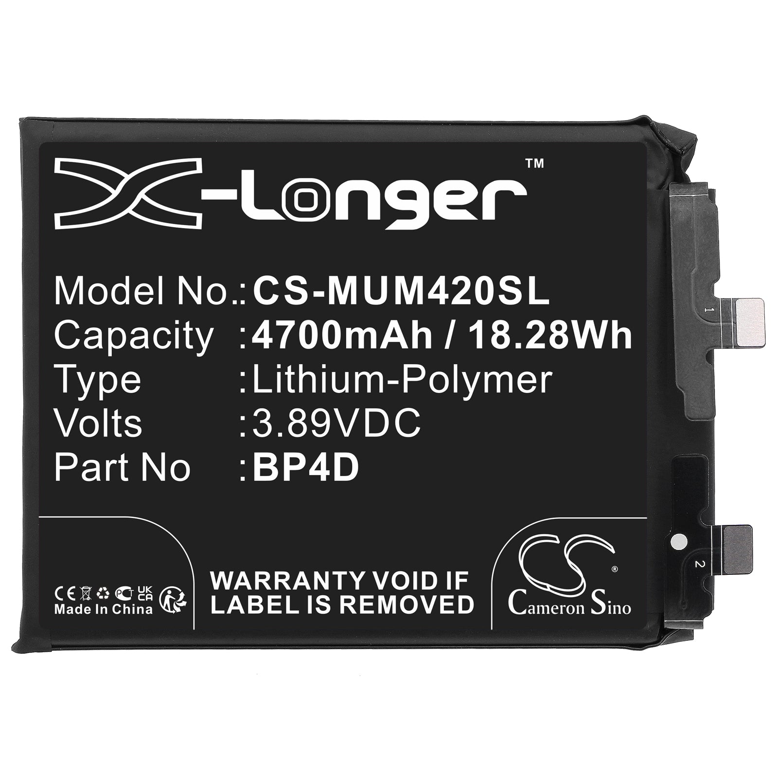 Li-Polymer, Mobile, SmartPhone Battery fits Xiaomi 13 Pro, 2210132c, 3.89V, 4700mAh Mobile, SmartPhone Cameron Sino Technology Limited