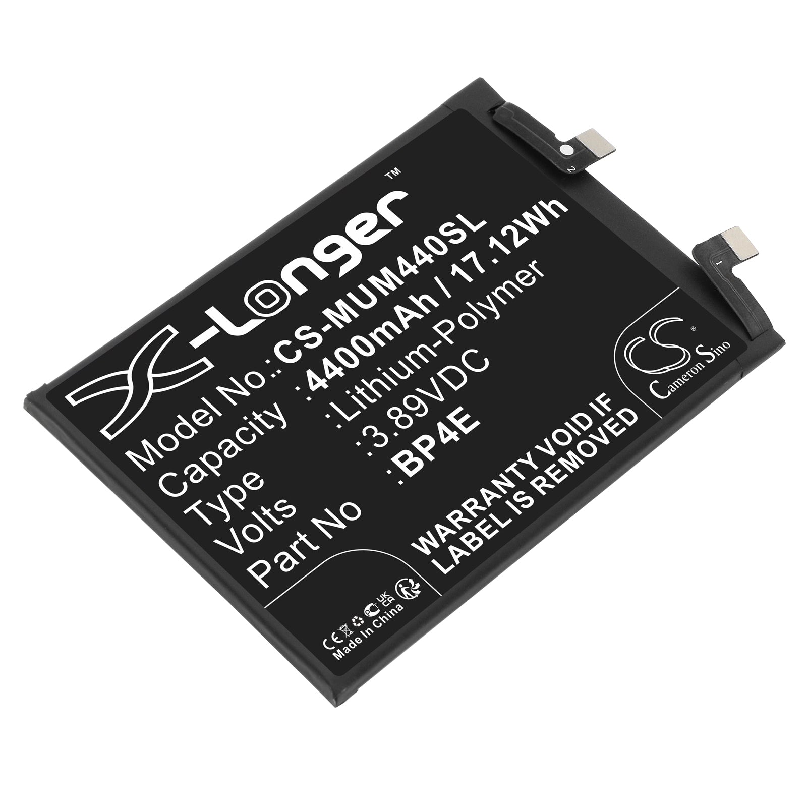 Li-Polymer, Mobile, SmartPhone Battery fits Xiaomi 13 Lite, 3.89V, 4400mAh Mobile, SmartPhone Cameron Sino Technology Limited