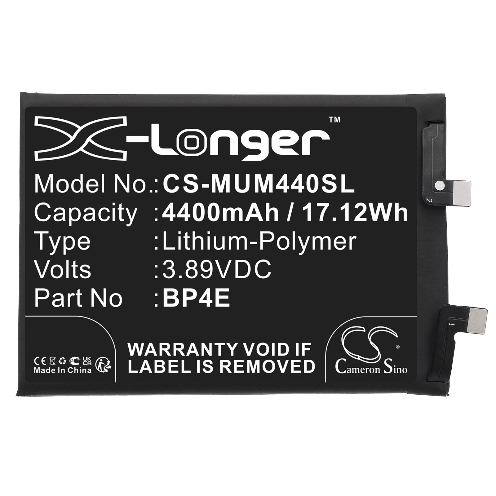 Li-Polymer, Mobile, SmartPhone Battery fits Xiaomi 13 Lite, 3.89V, 4400mAh Mobile, SmartPhone Cameron Sino Technology Limited