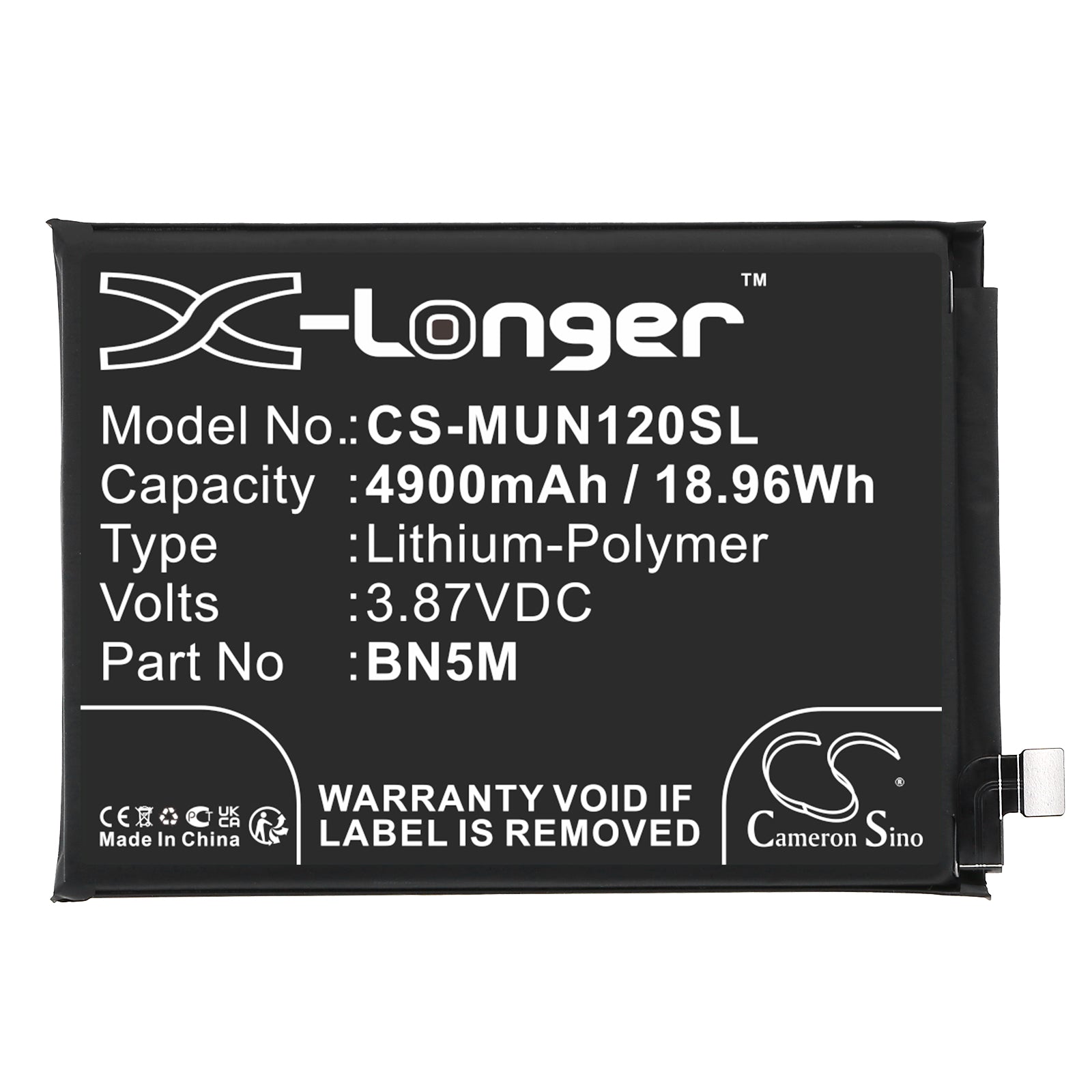 Li-Polymer, Mobile, SmartPhone Battery fits Redmi 23021raa2g, 23021raa2y, 3.87V, 4900mAh Mobile, SmartPhone Cameron Sino Technology Limited
