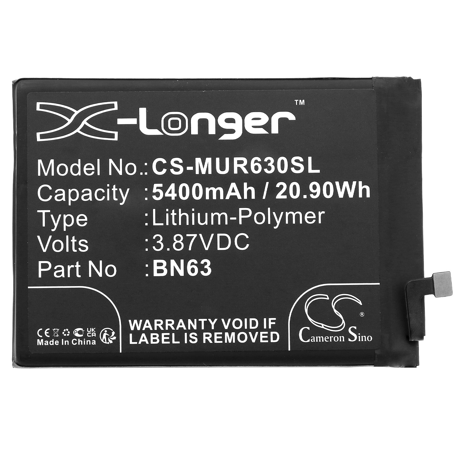 Li-Polymer, Mobile, SmartPhone Battery fits Redmi 10 Prime, 22011119ti, 3.87V, 5400mAh Mobile, SmartPhone Cameron Sino Technology Limited
