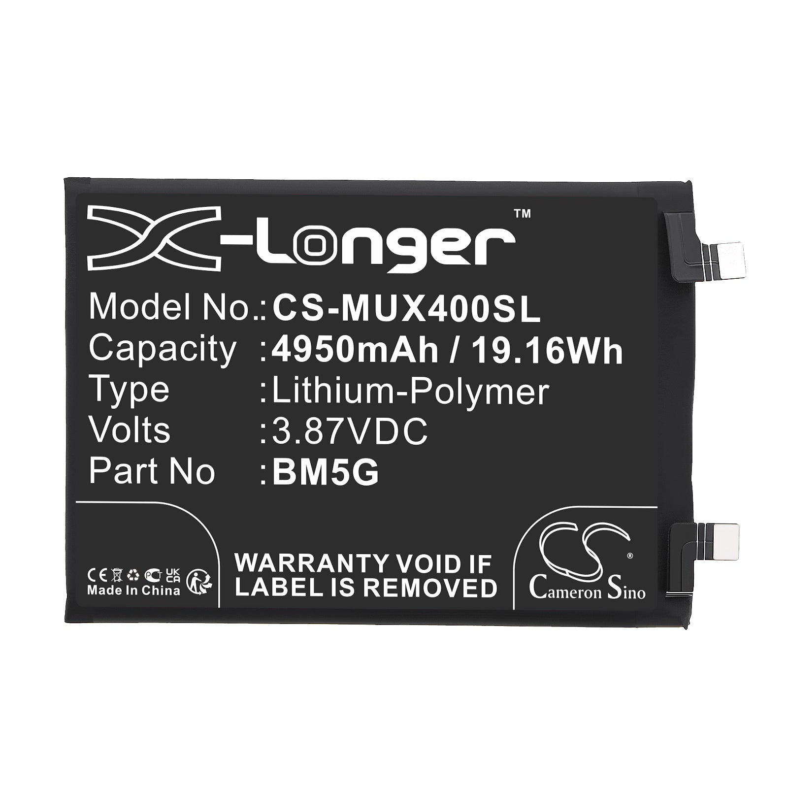 Li-Polymer, Mobile, SmartPhone Battery fits Poco X4 Gt, Redmi K50i, 3.87V, 4950mAh Mobile, SmartPhone Cameron Sino Technology Limited