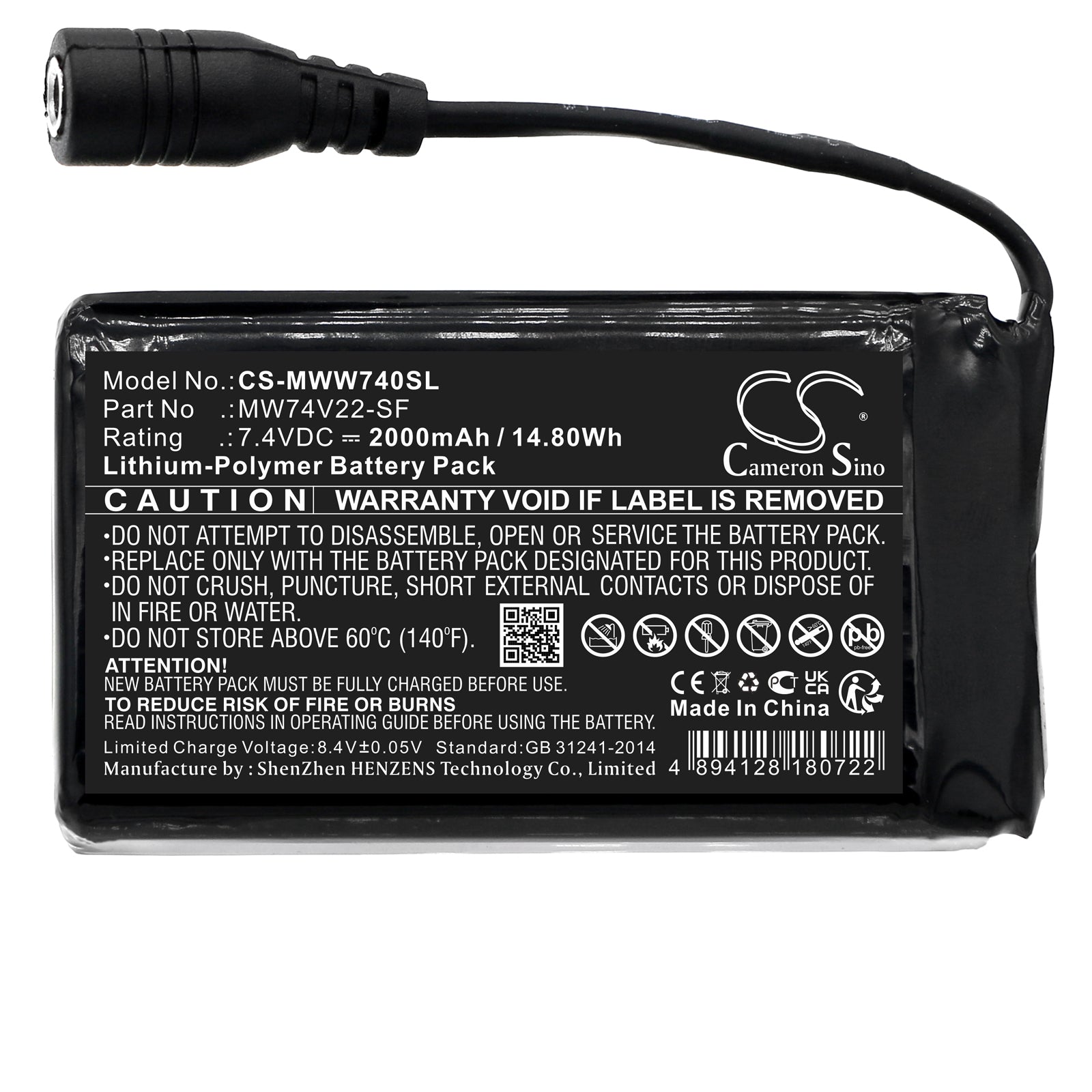 Li-Polymer, Heated Clothes Battery fits Mobile Warming Baselayers, Ion Base Layer Pants, 7.4V, 2000mAh Heated Clothes Cameron Sino Technology Limited