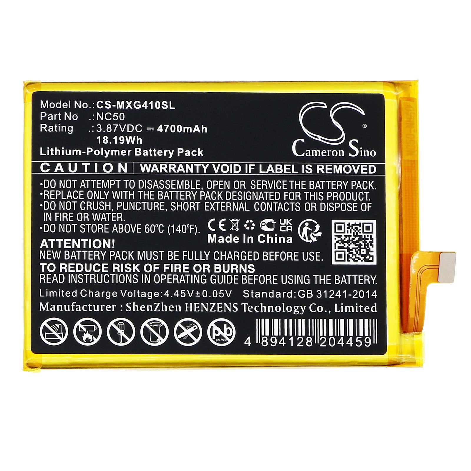 Li-Polymer, Mobile, SmartPhone Battery fits Motorola Moto G41, Xt2167, 3.87V, 4700mAh Mobile & SmartPhone Cameron Sino Technology Limited