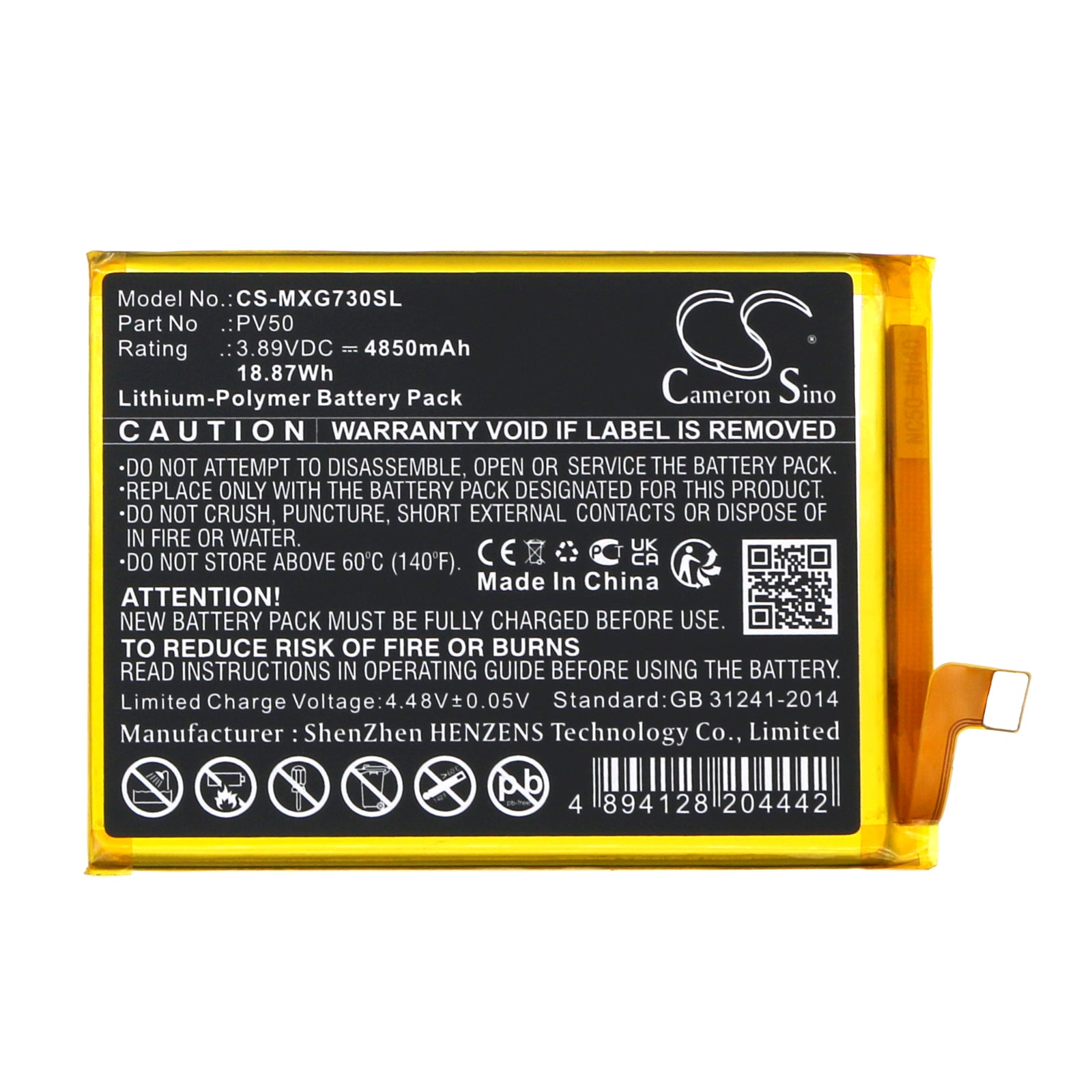 Li-Polymer, Mobile, SmartPhone Battery fits Motorola Moto G73 5g, Xt2237, 3.89V, 4850mAh Mobile & SmartPhone Cameron Sino Technology Limited