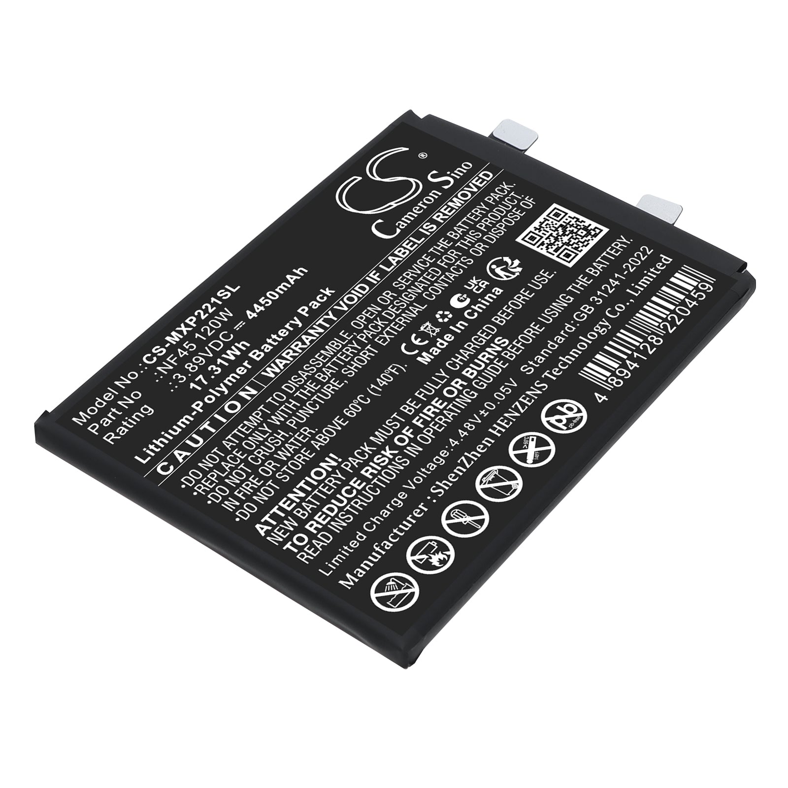 3.89V, Li-Polymer, 4450mAh, Battery fits Motorola Edge 30 Ultra (120W), Moto X30 Pro (120W), 17.31Wh Mobile, SmartPhone Cameron Sino Technology Limited