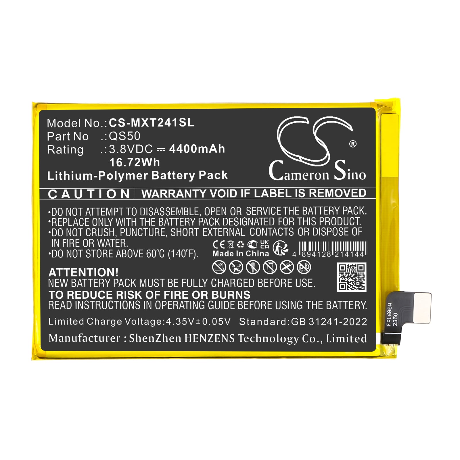 3.8V, Li-Polymer, 4400mAh, Battery fits Motorola Moto G Stylus 5G, XT2419 (2024), 16.72Wh Mobile, SmartPhone Cameron Sino Technology Limited