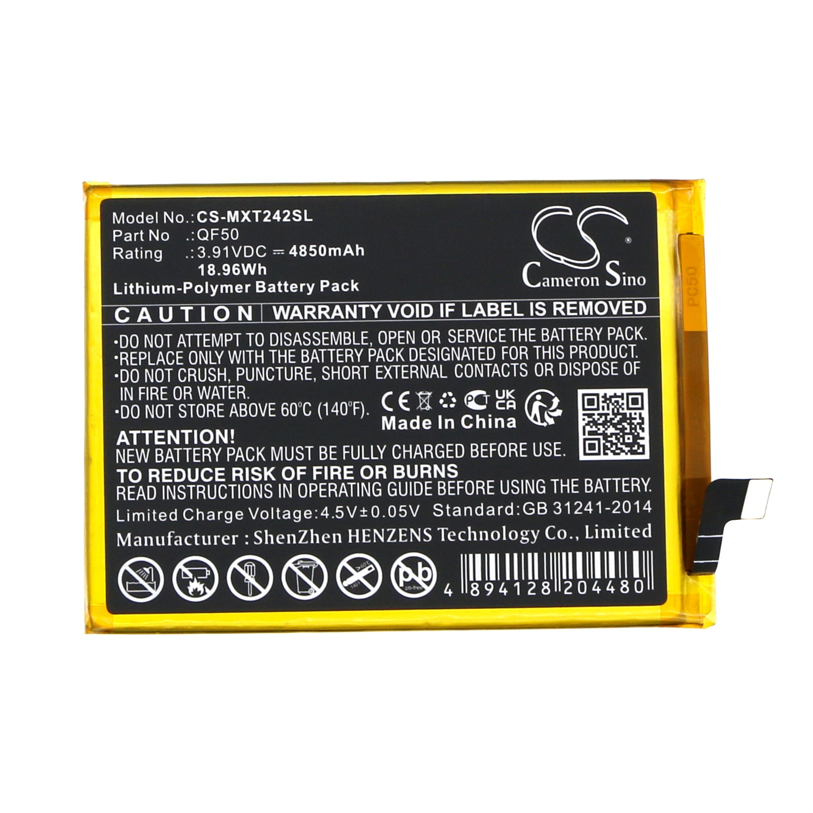 Li-Polymer, Mobile, SmartPhone Battery fits Motorola Moto G04, Xt2421, 3.91V, 4850mAh Mobile & SmartPhone Cameron Sino Technology Limited