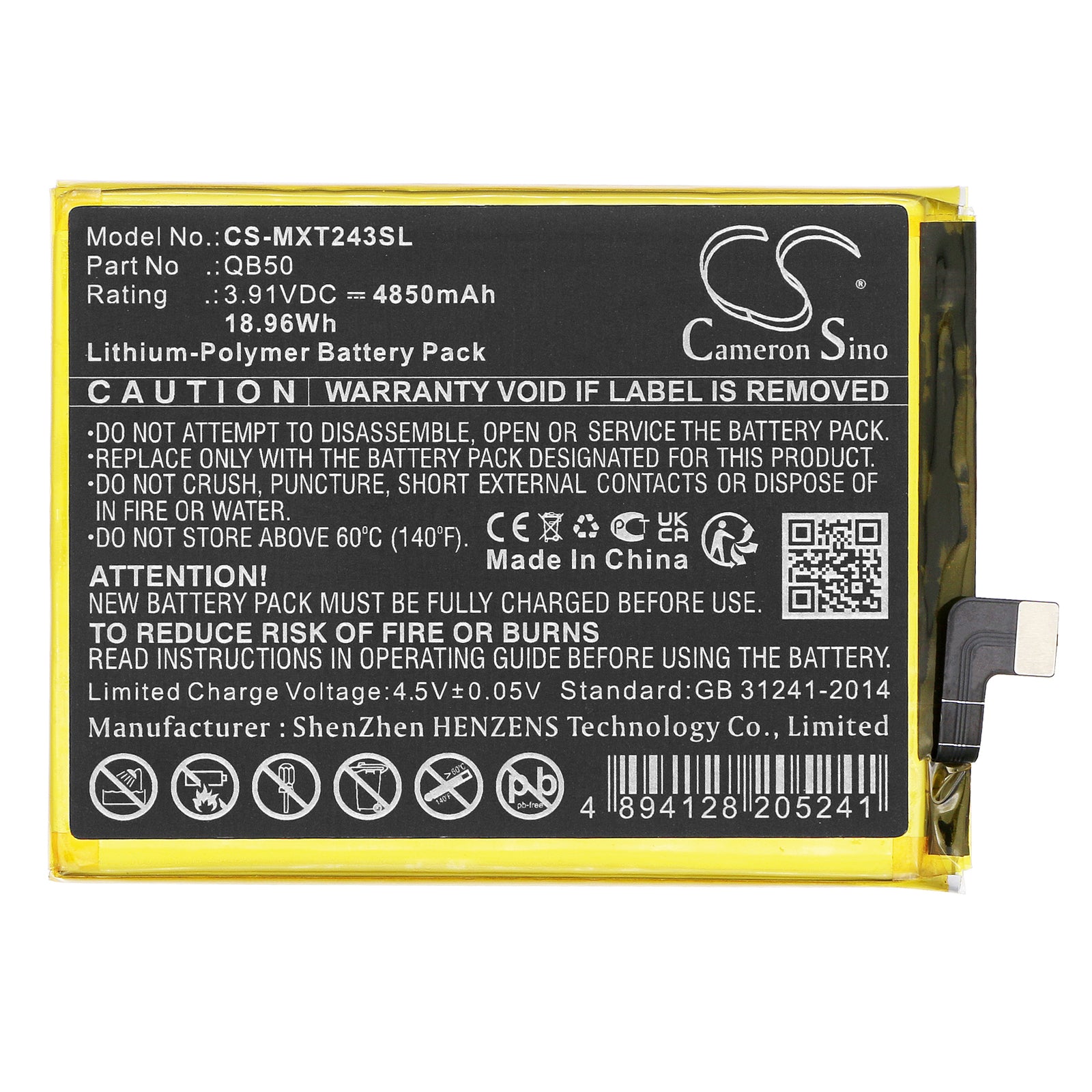 Li-Polymer, Mobile, SmartPhone Battery fits Motorola Moto G84 5g, Xt2347, 3.91V, 4850mAh Mobile & SmartPhone Cameron Sino Technology Limited