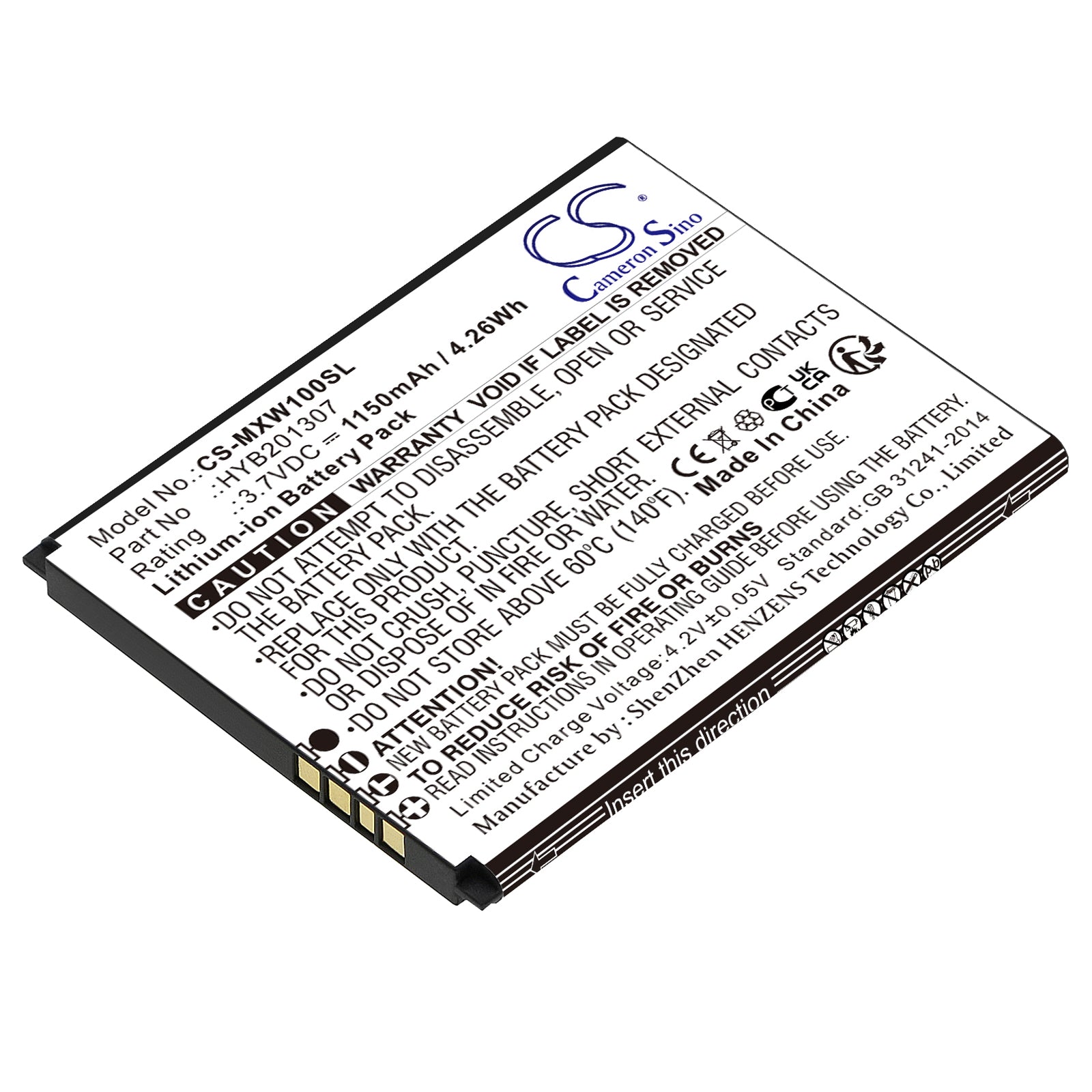 Li-ion, Mobile, SmartPhone Battery fits Umx Mxw1, Budget Mobile Mxw1, 3.7V, 1150mAh Mobile, SmartPhone Cameron Sino Technology Limited