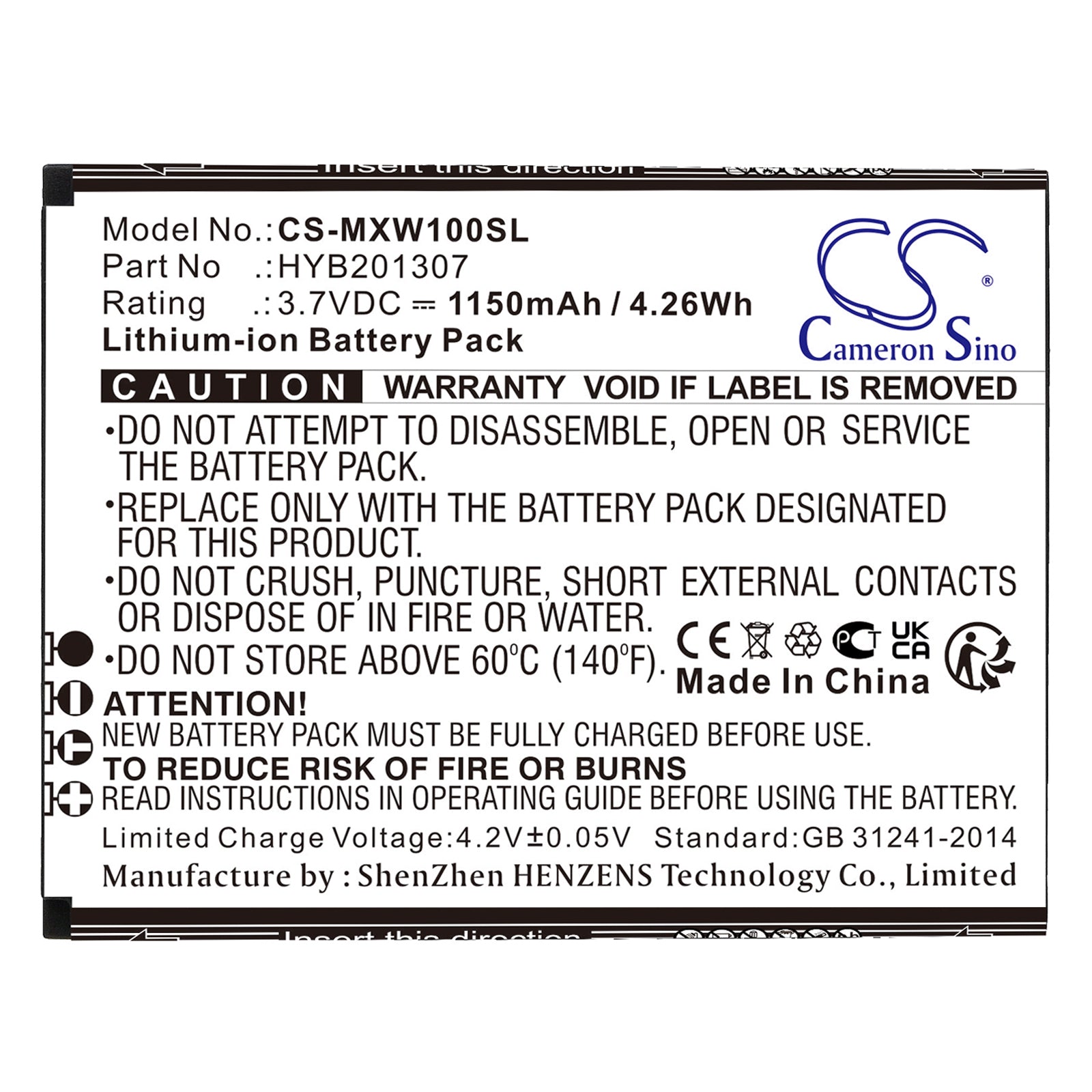 Li-ion, Mobile, SmartPhone Battery fits Umx Mxw1, Budget Mobile Mxw1, 3.7V, 1150mAh Mobile, SmartPhone Cameron Sino Technology Limited