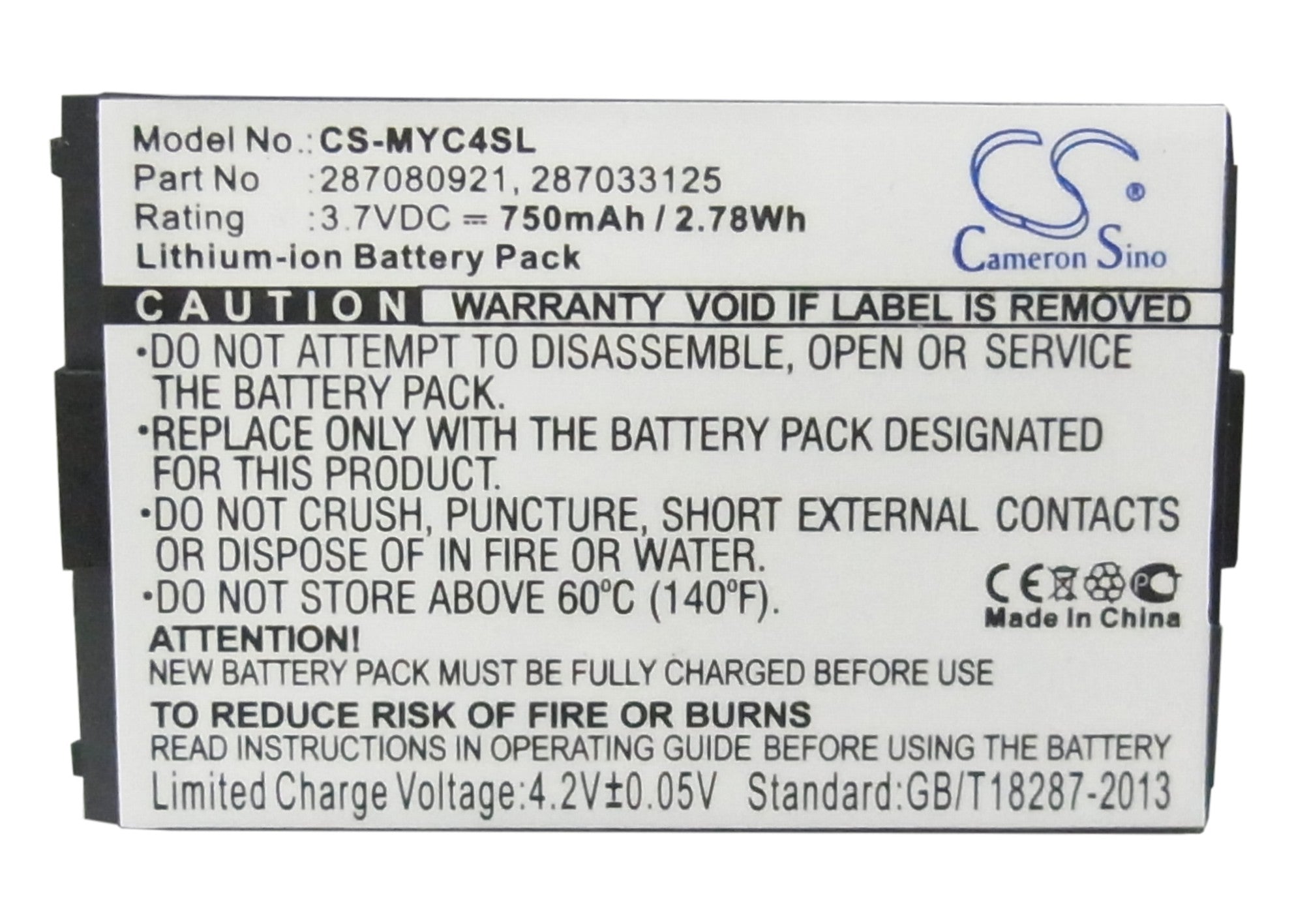 Li-ion, Mobile, SmartPhone Battery fits Tchibo Tcm 108, Bird S310, 3.7V, 750mAh Mobile, SmartPhone Cameron Sino Technology Limited