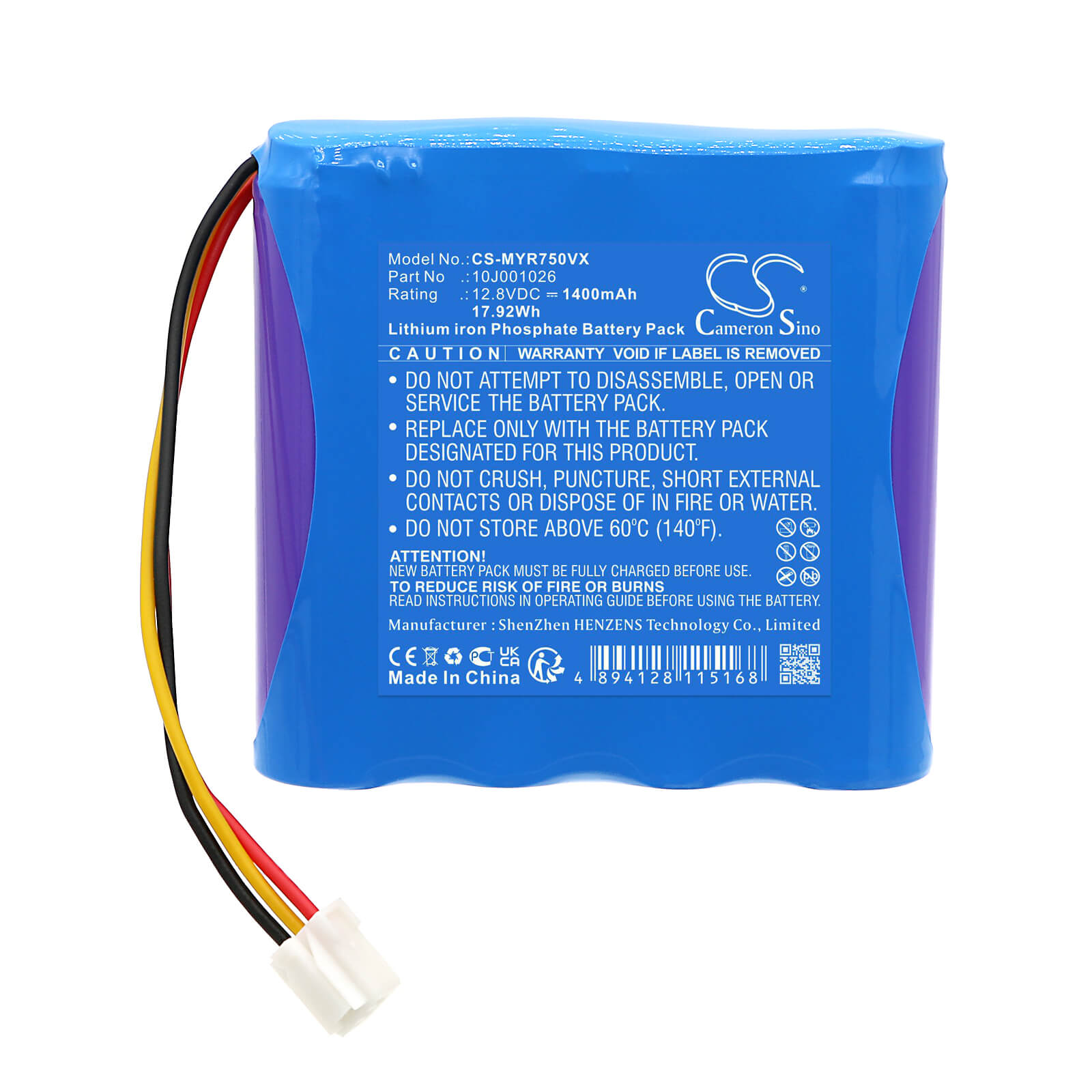 LiFePO4 vacuum battery fits Moneual, Rydis R750, Moneual 12.8V, 1400mAh Vacuum Cameron Sino Technology Limited
